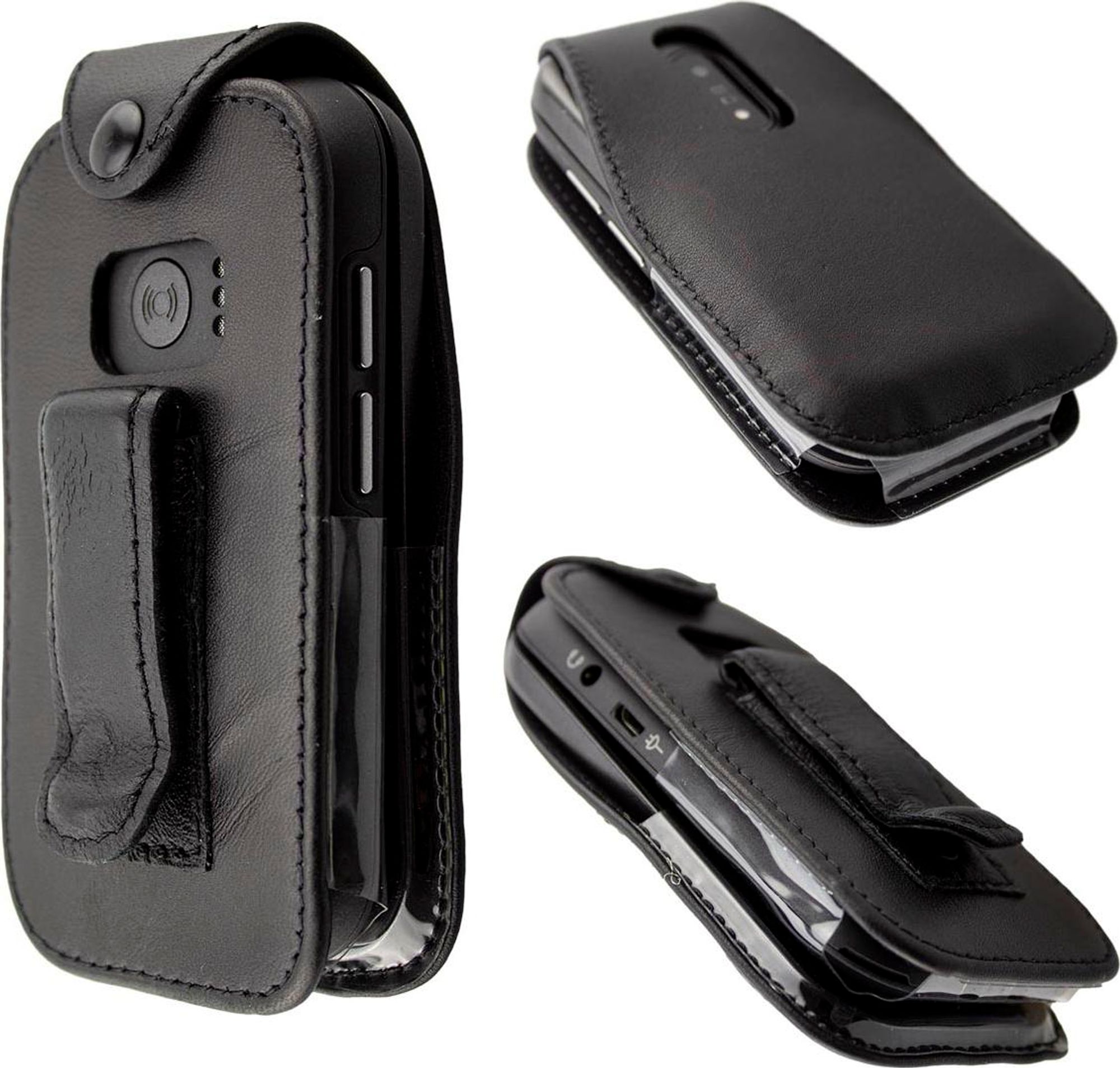 caseroxx Ledertasche mit Gürtelclip kompatibel mit Doro 6040 aus Echtleder, Tasche mit Gürtelclip und Sichtfenster  Bild 1