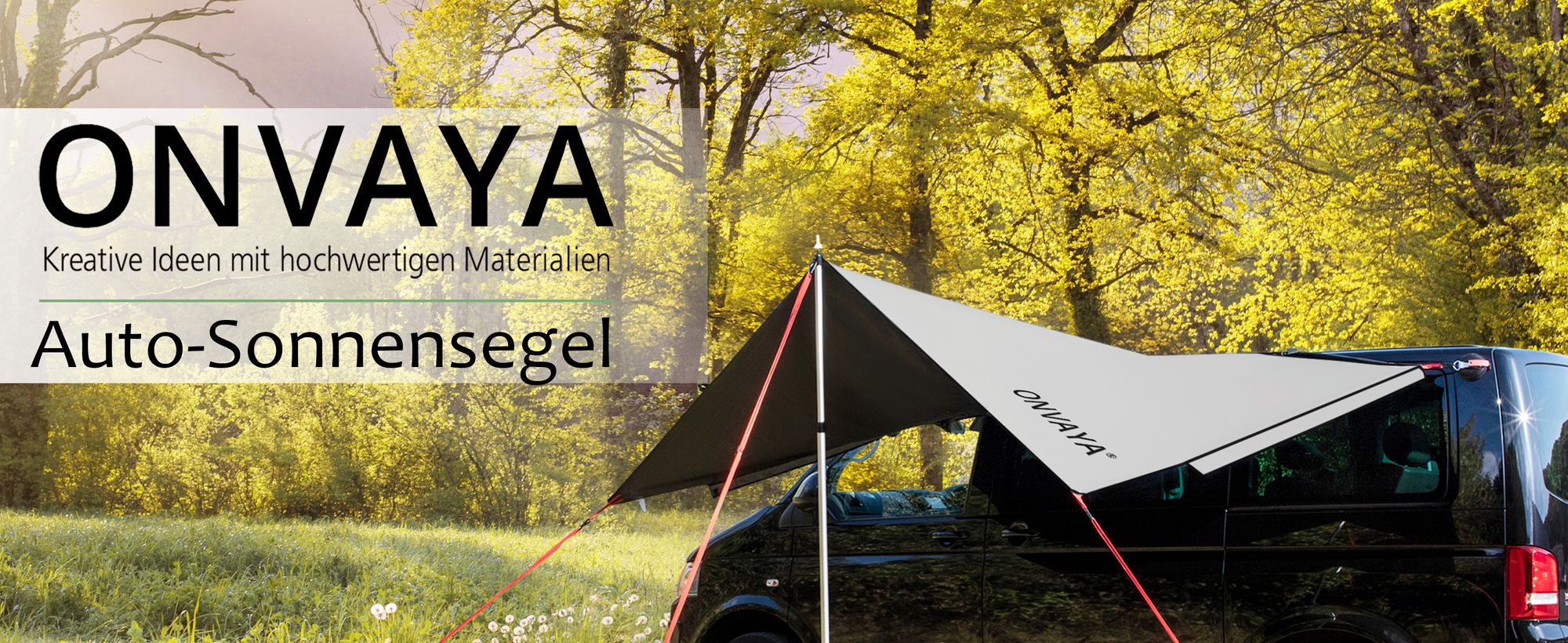 ONVAYA® Auto-Sonnensegel | Schutz vor Wind, Regen, Sonne (UV99) | 6 Aufbauvarianten | Schneller und einfacher Aufbau | Für PKW, Van und Wohnmobil