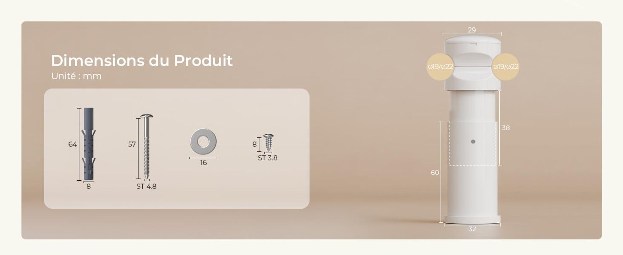 S'AFIELINA Support pour radiateur de salle de bain, Kit de support de radiateur réglable, résistant à l'humidité, y compris soupape de purge & obturateur, 1 pièce