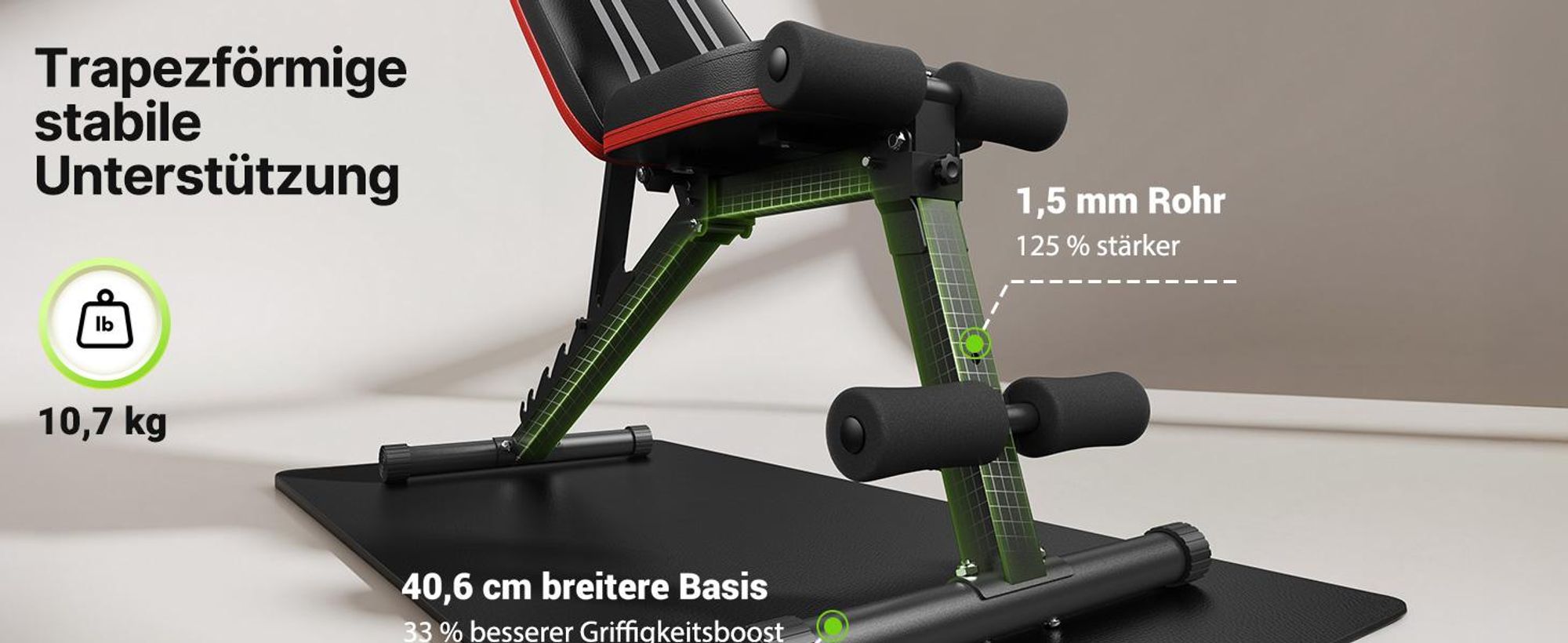 FLYBIRD Multifunktionale Hantelbank, 317 kg maximale Belastbarkeit, inklusive Resistenzbändern, verstellbare Trainingsbank für Ganzkörpertraining zu