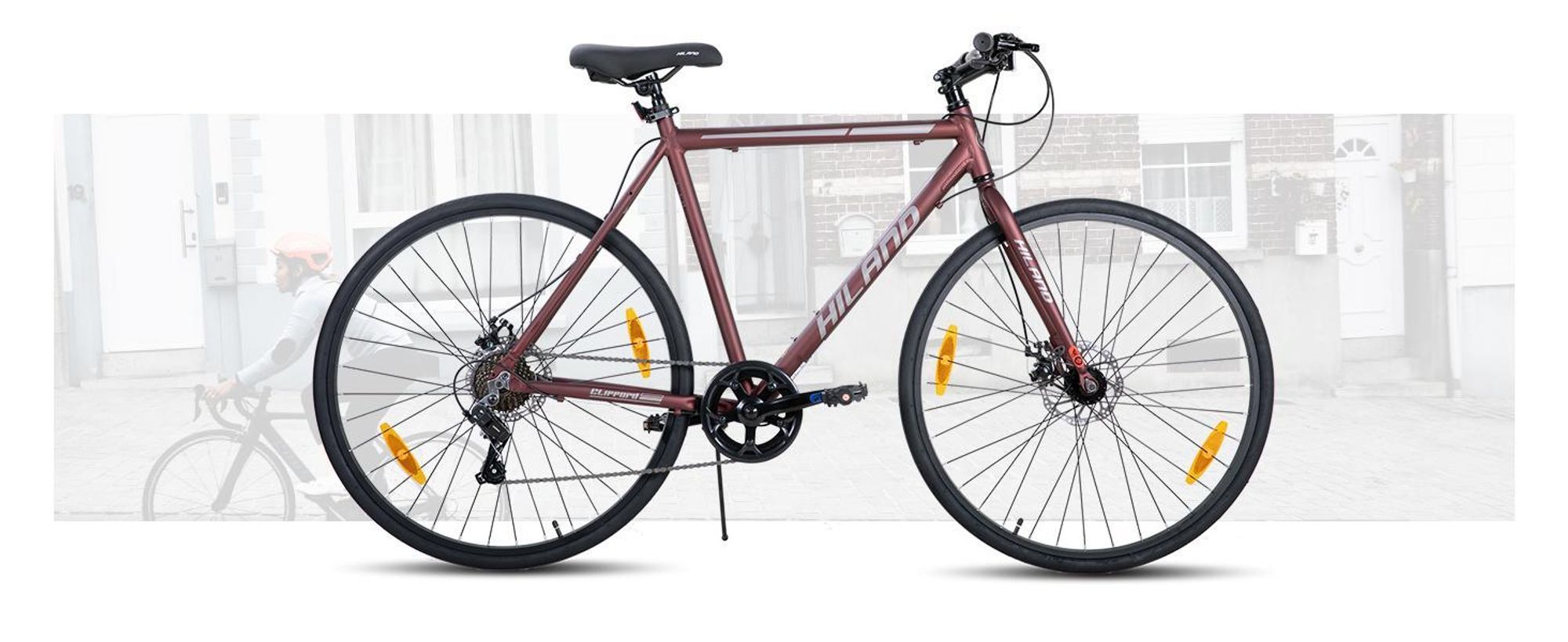 HILAND 700C Herren- und Damen-Rennrad, Rahmen aus Aluminiumlegierung, 7-Gang-Doppelscheibenbremsen, 28-Zoll-Leichtbau-Pendlerrad für Erwachsene