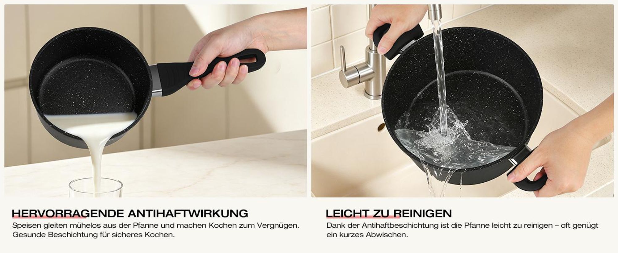 Topfset Induktion 15-Tlg Topfset Pfannenset Kochtopfset, Aluminium Antihaft-beschichtete Töpfe & pfannen,Cookware-Schwarz(HLCW15BK)