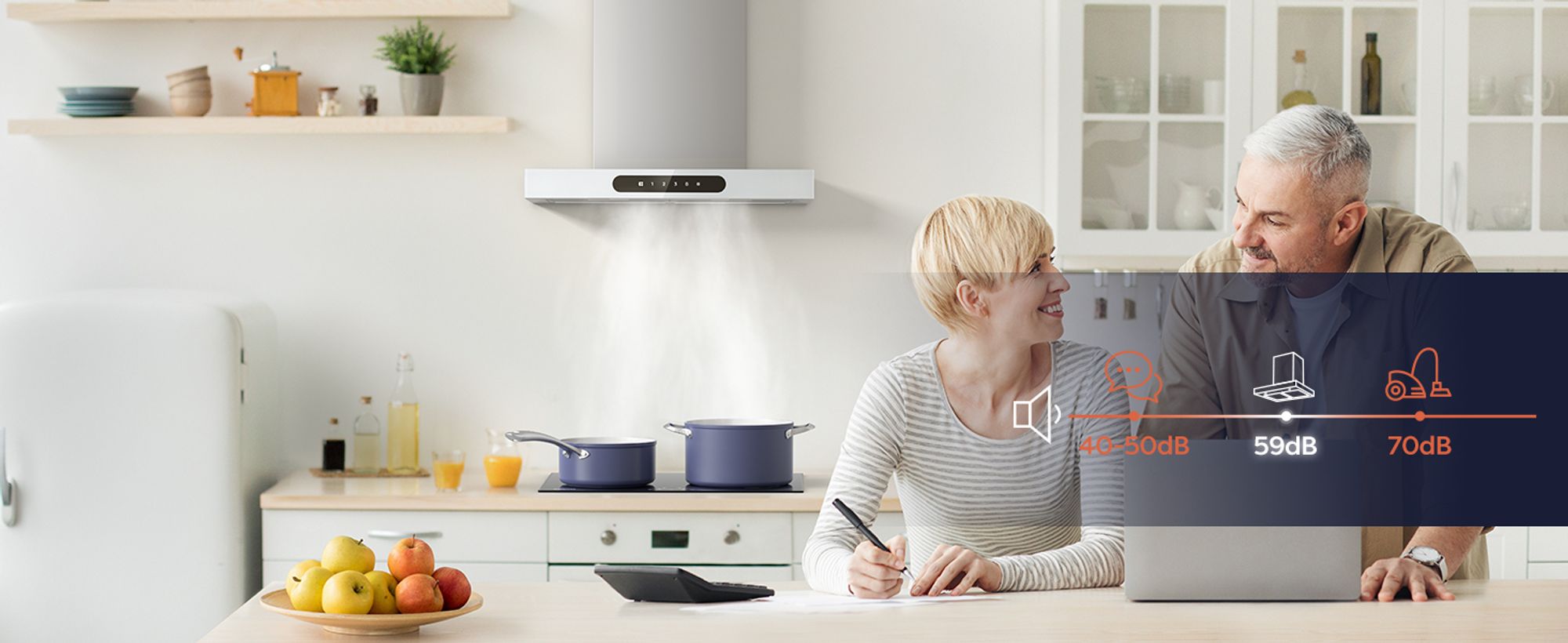 CIARRA Dynamic A+++ 650 m3/h Dunstabzugshaube 60 cm Abzugshaube WIFI APP SensorTouch Wandhaube Edelstahl Glas Weiß VM6102W