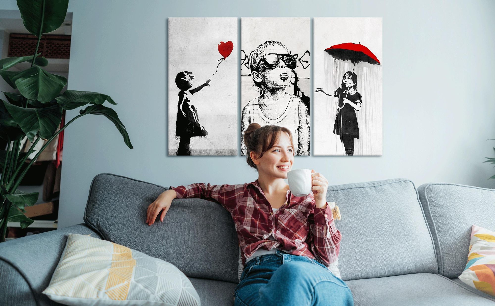 LUMASOUL Gemälde auf 3 Leinwänden, Naturmotivgemälde auf Leinwand, Gemälde 90 x 60 cm