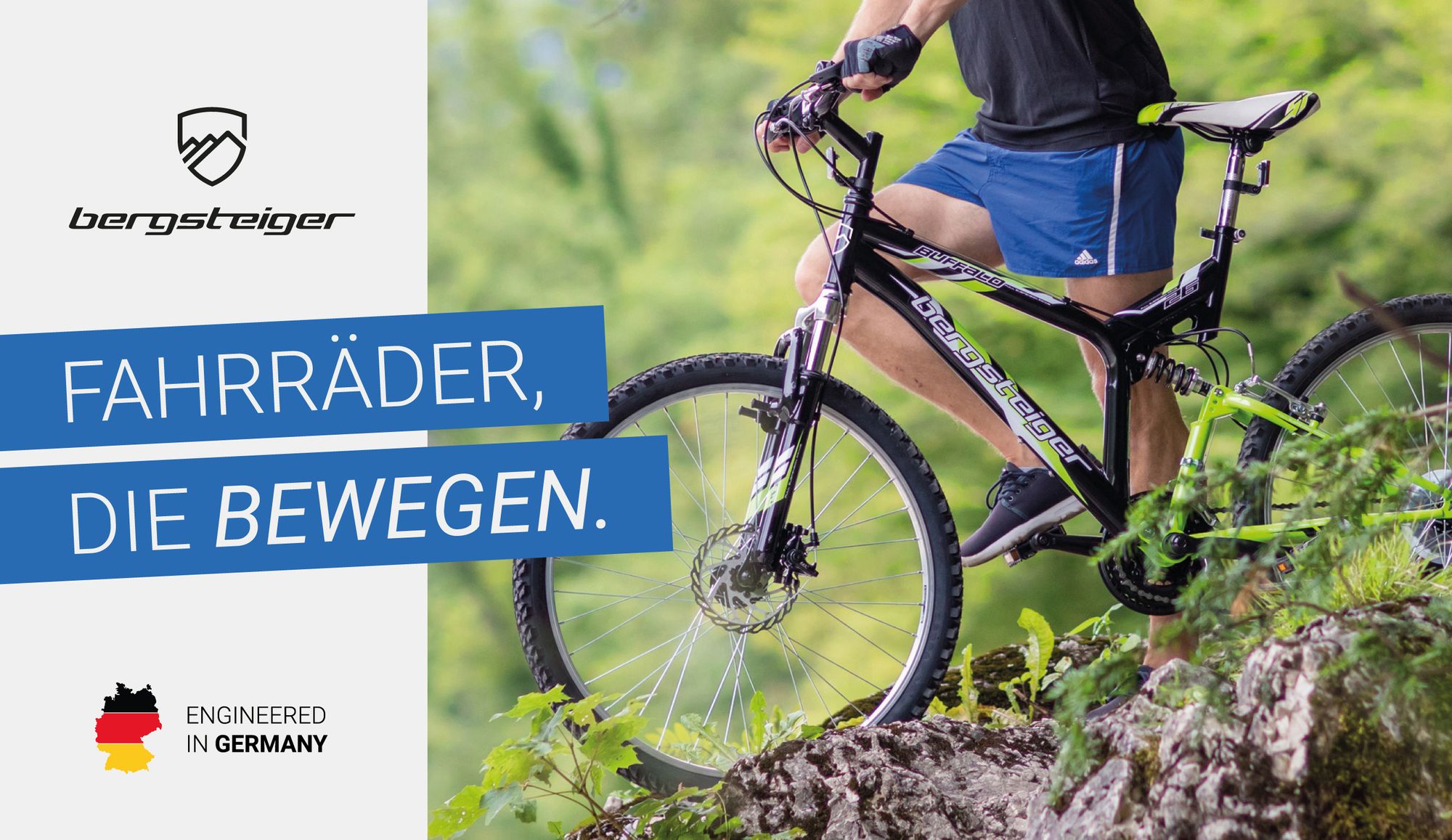Bergsteiger Buffalo 26 Zoll Mountainbike, geeignet ab 155 cm, Scheibenbremse, 18 Gang-Schaltung,  Licht, Schutzblech, Vollfederung