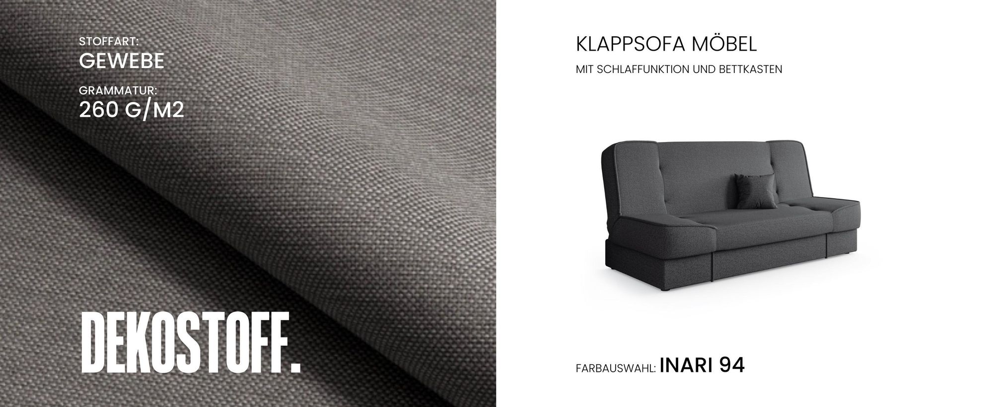 BroMARKT Sofa mit Schlaffunktion TOLIA Schlafsofa mit Bettkasten Klappsofa Couch 190x115 cm Beige Cordstoff
