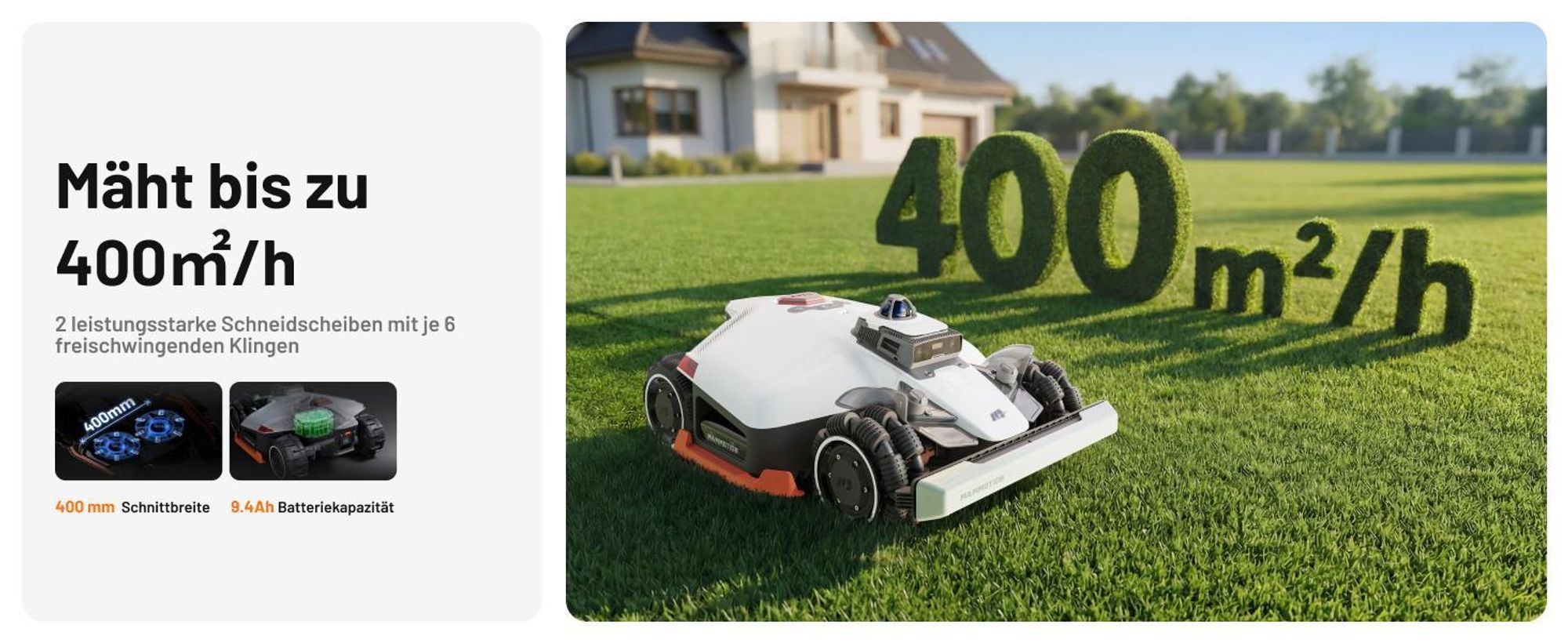 Mammotion LUBA 3 AWD 1500 Mähroboter ohne Begrenzungskabel für 1500m² 360° LiDAR + KI-Vision Rasenmähroboter 80% Steigung bis zu 15 Zonen 4G-Modul APP