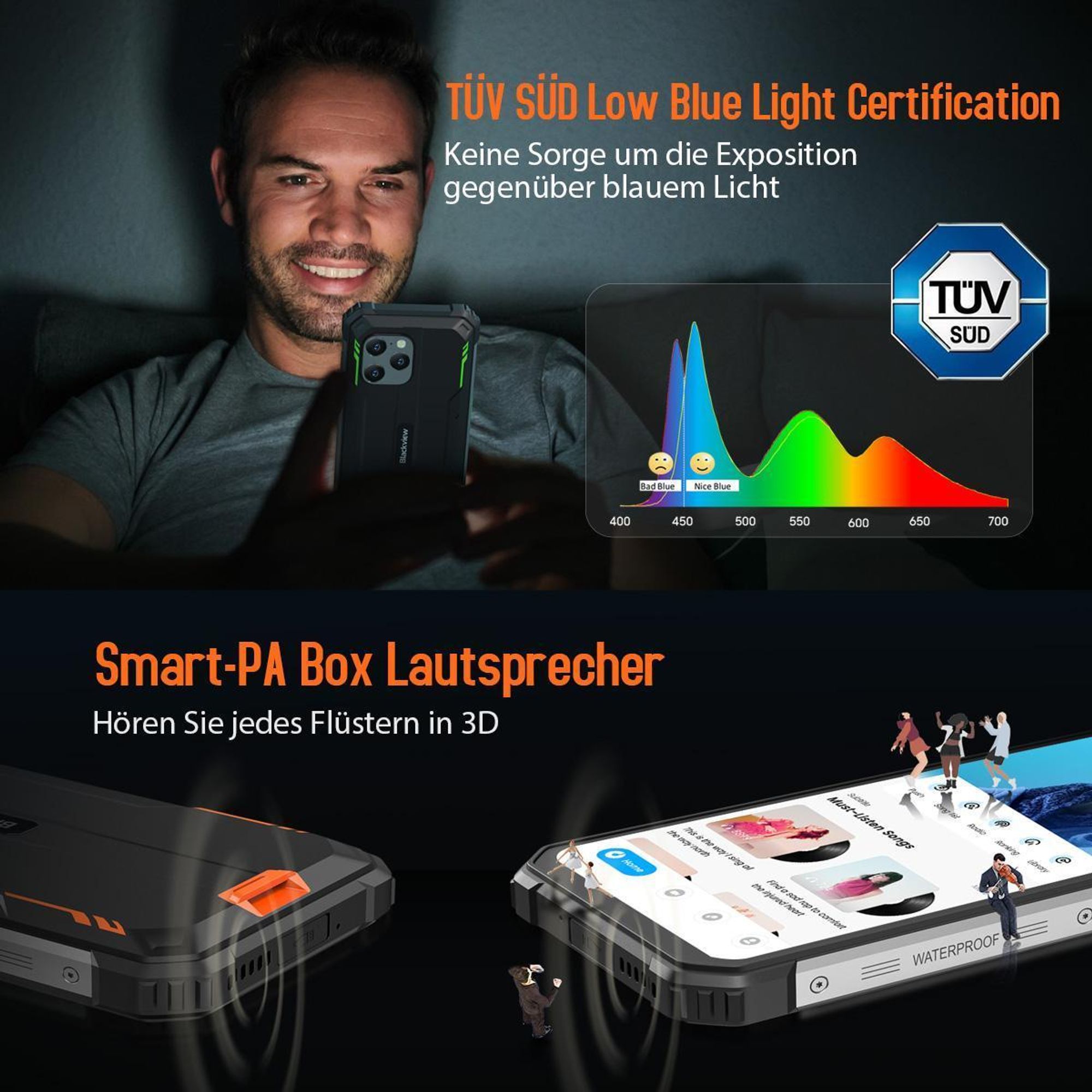 Blackview BV8900Pro Outdoor Handy Ohne Vertrag mit UWB Tag, 16GB+256GB Outdoor Smartphone 10000mAh 33W Schnellladung, OSI 64MP+16MP, 2.4K 6.5"