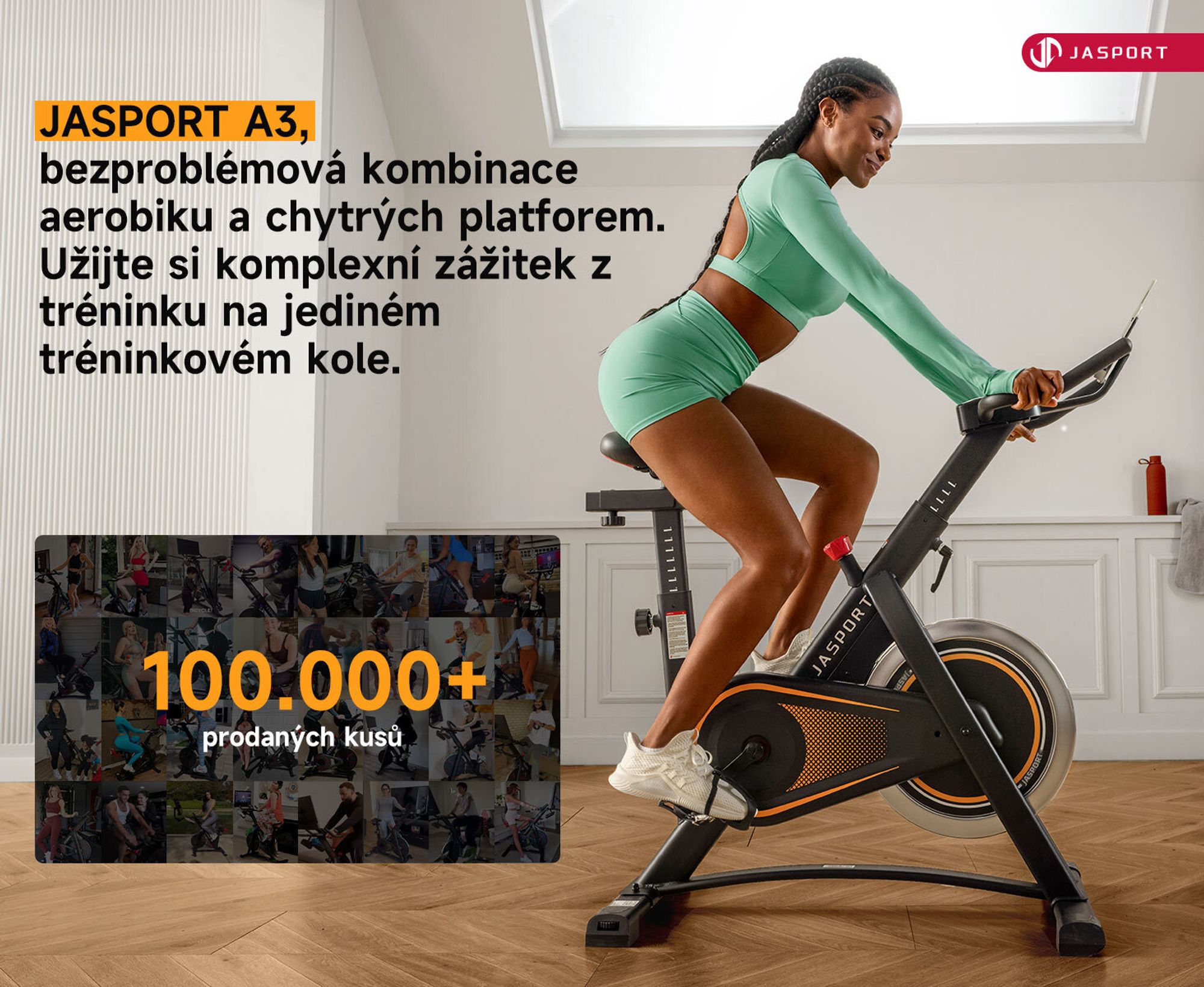 JASPORT A3 ergometr – tichý rotoped pro vytrvalostní trénink s držákem na tablet a pohodlným sedlem, ideální do bytu