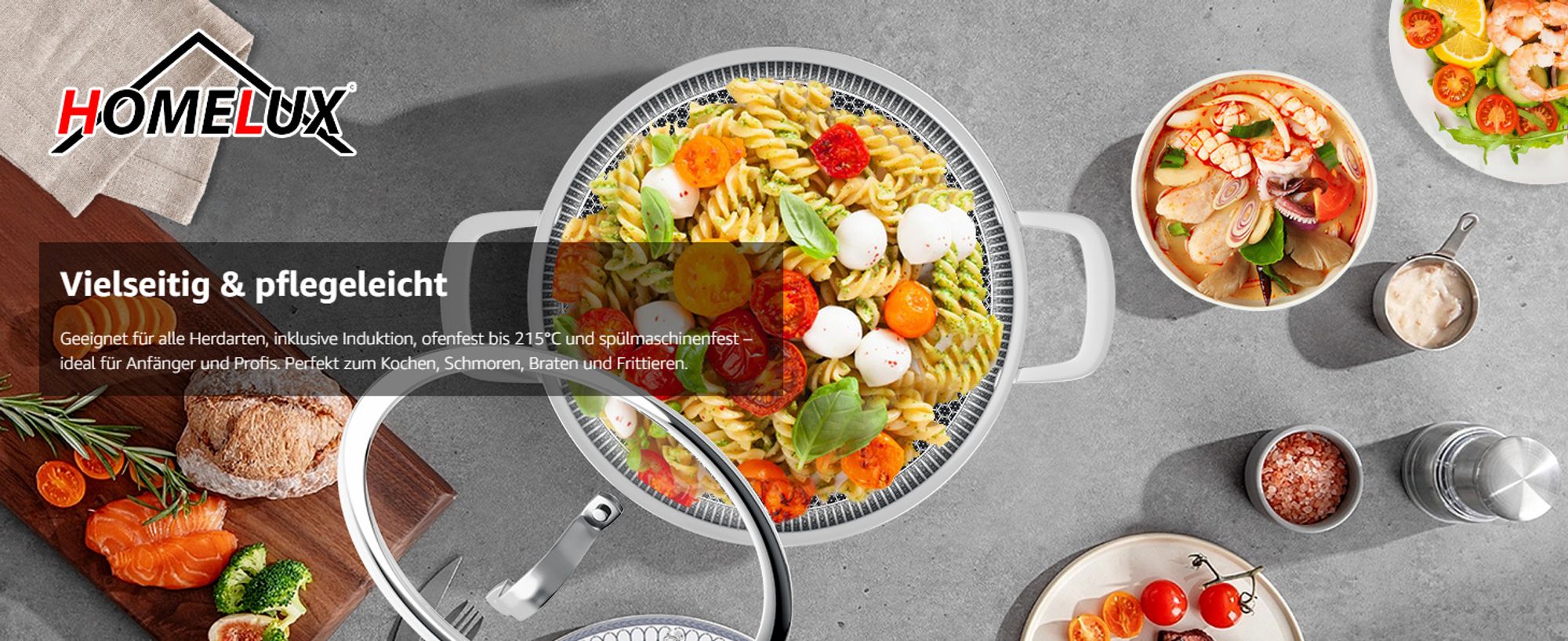 Topf 20cm 2,3L Edelstahl Kochtopf Induktion mit Glasdeckel,Töpfe mit Wabenstruktur Beschichtete