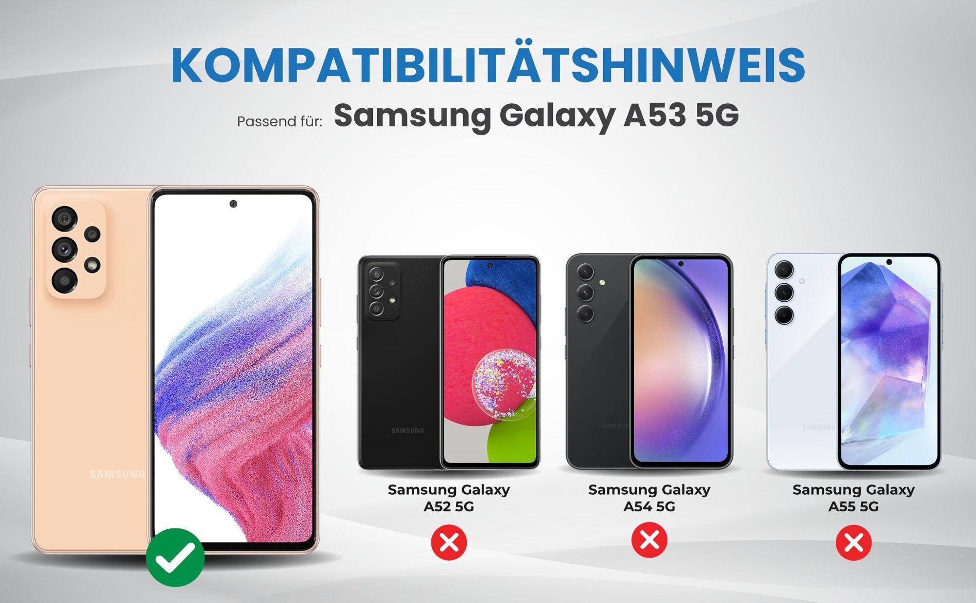 Kompatibilitätshinweise Hülle für Samsung Galaxy A53 5G