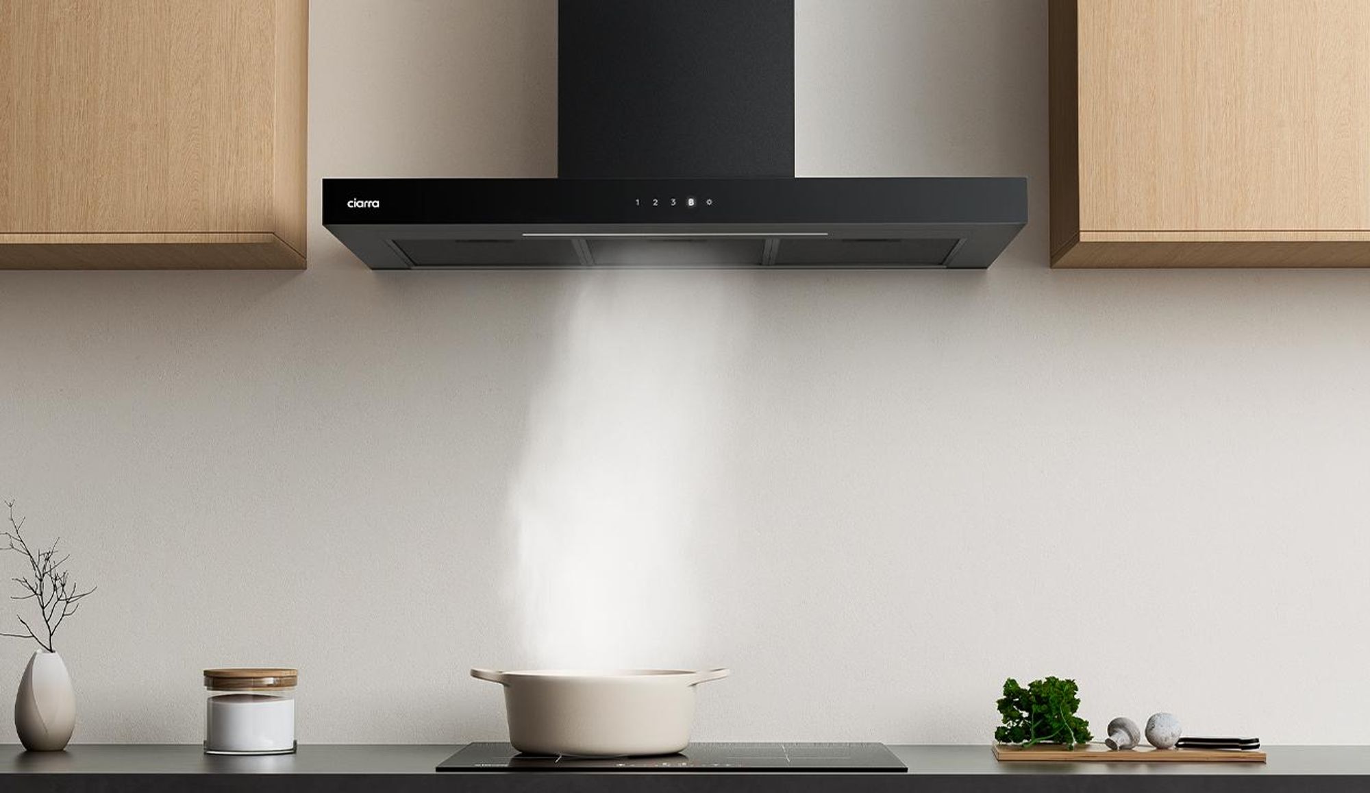 CIARRA A+++ 650 m³/h cofano aspirante 90cm cofano a parete WIFI +APP & Touch Control Boost VMB9102