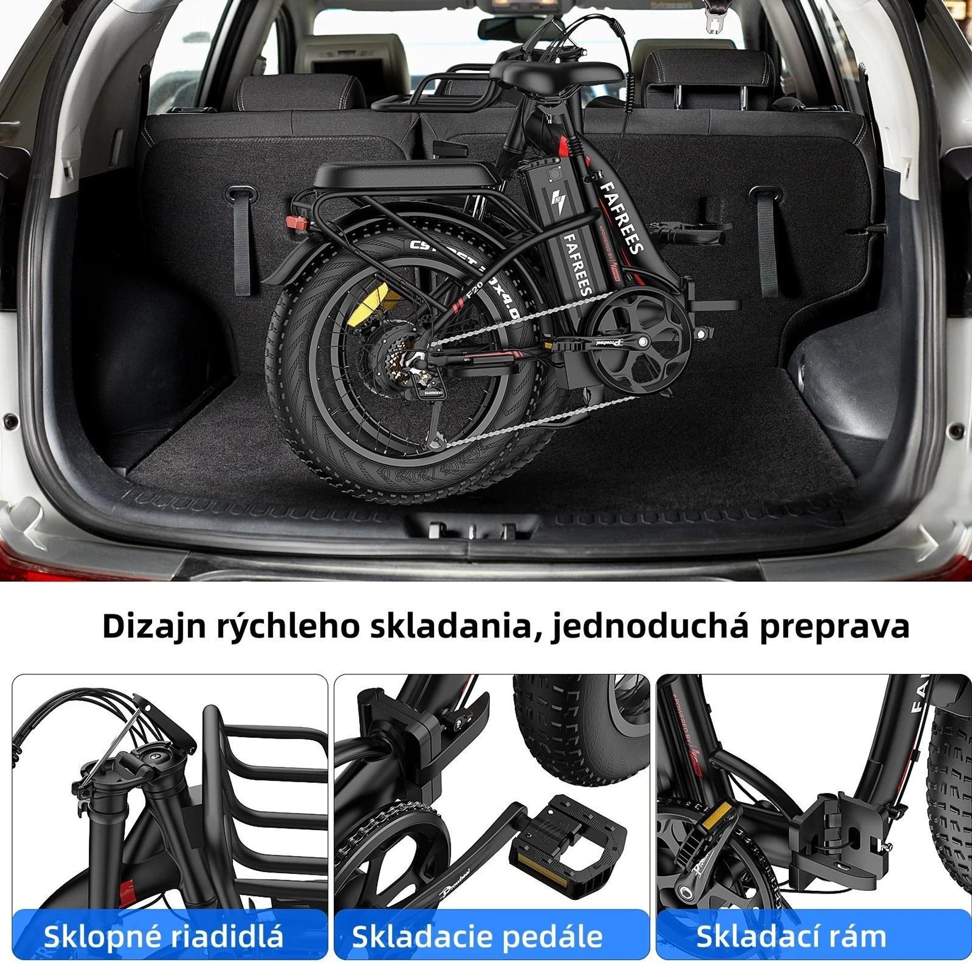 Electric Bike FAFREES F20 Max - Batéria 48V30AH Pneumatika 20" Mechanická kotúčová brzda - Červená