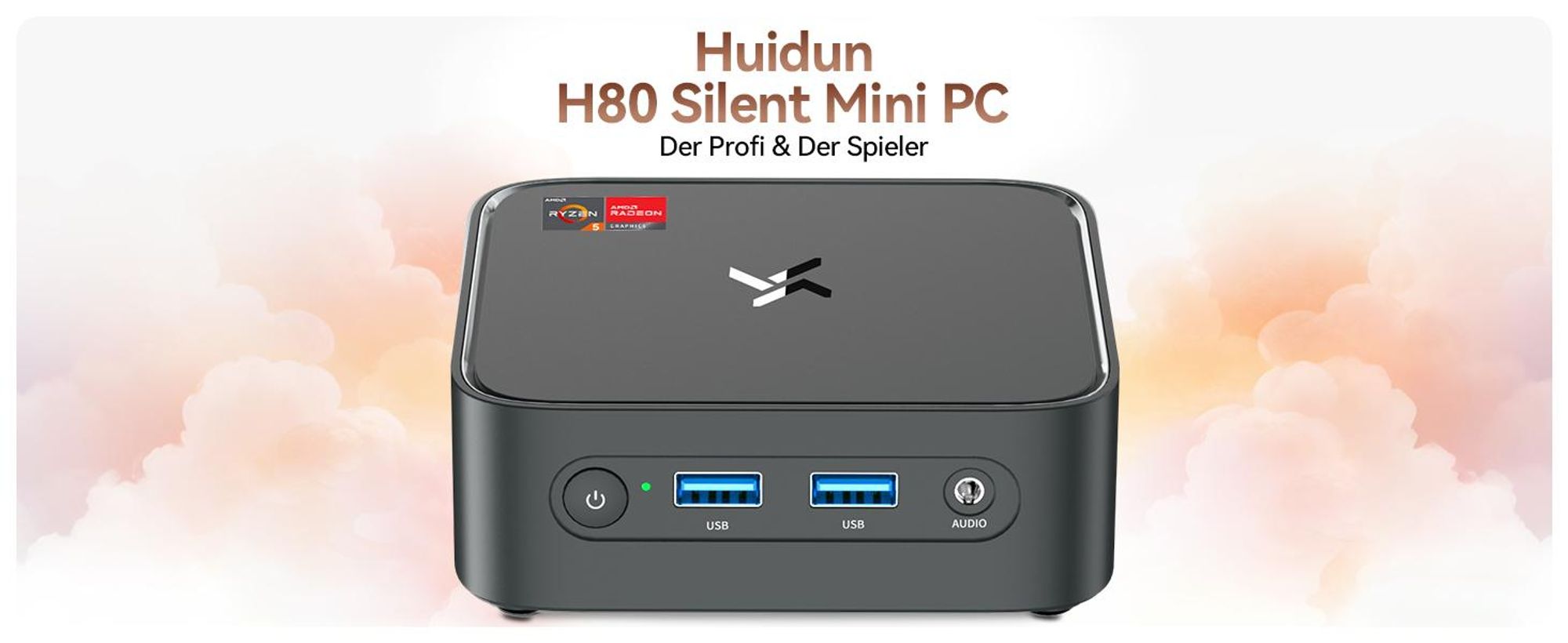 Blackview Huidun H80 MiniPC Desktop PC, AMD Ryzen 5 3500U, 16GB DDR4, 512GB SSD, Dual-Gigabit-LAN, Dual-4K-Ausgang, VESA-Montage, ultra-leise (26dB)