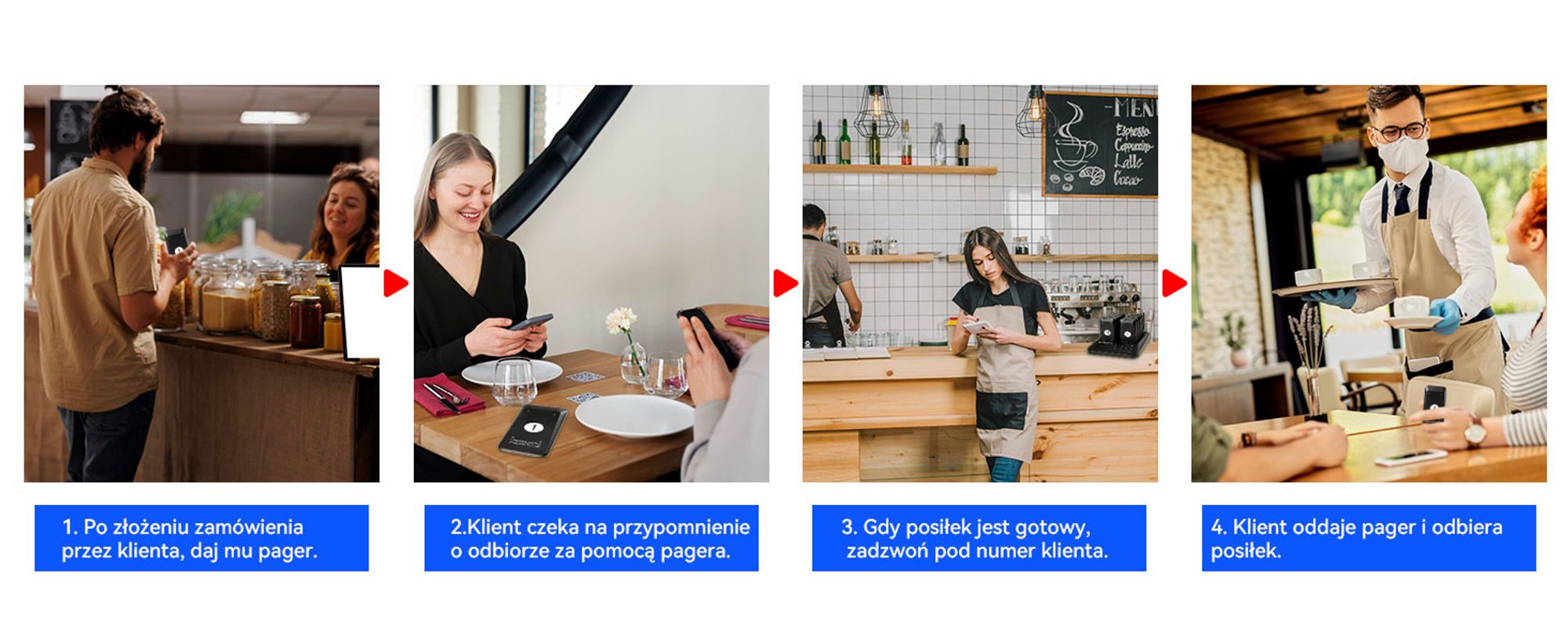Pager Retekess TD157S, pager restauracyjny, 400 m, 200 mAh, odpowiedni do restauracji szybkiej obsługi, food trucków, szpitali, kompatybilny z TD157