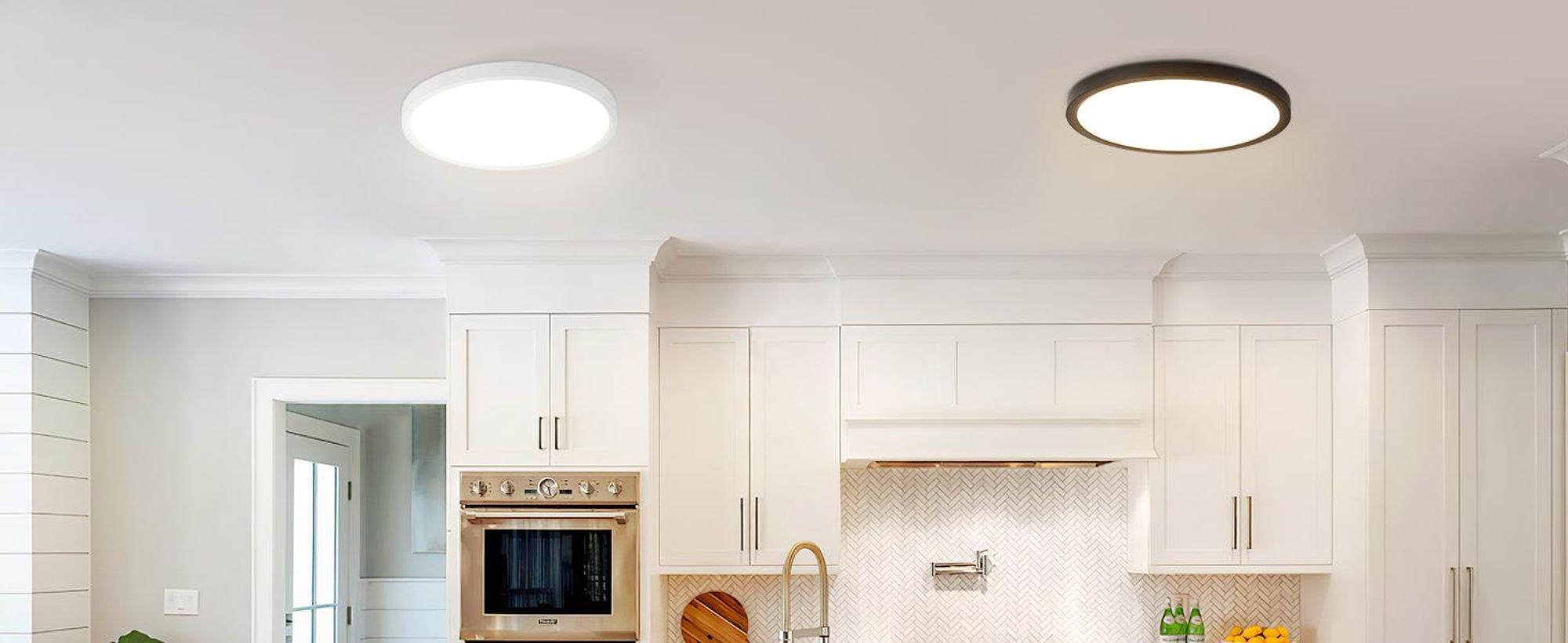 Plafonnier LED ZMH blanc, plat, 15 W, 3000 K (blanc chaud), 18 cm, petit éclairage de plafond pour la cuisine et le couloir