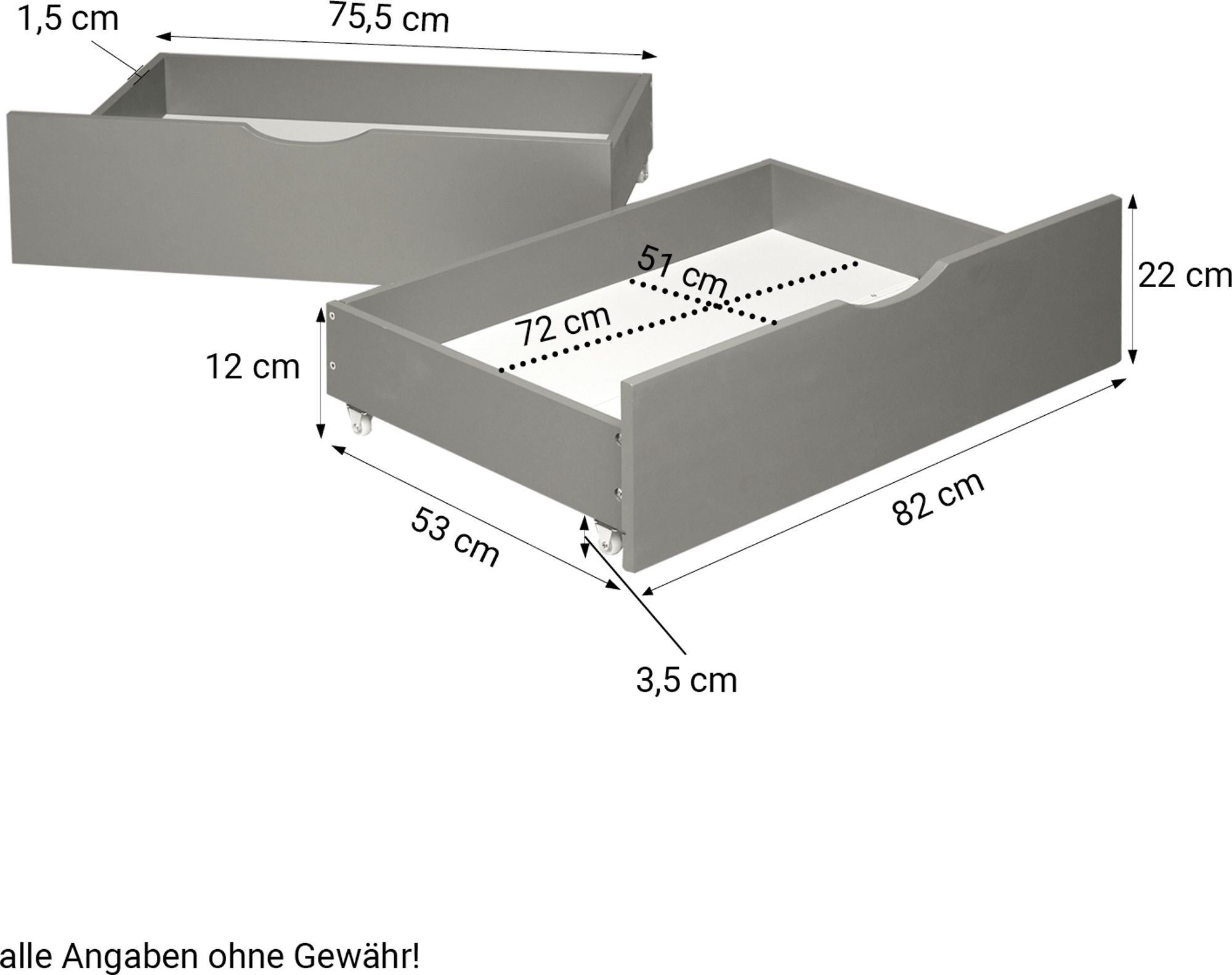 Homestyle4u Holzbett 140x200 mit Lattenrostmit Bettkasten 2er Set Strauraum Schublade Bettgestell Grau Kiefer Massivholz Palettenbett Doppelbett