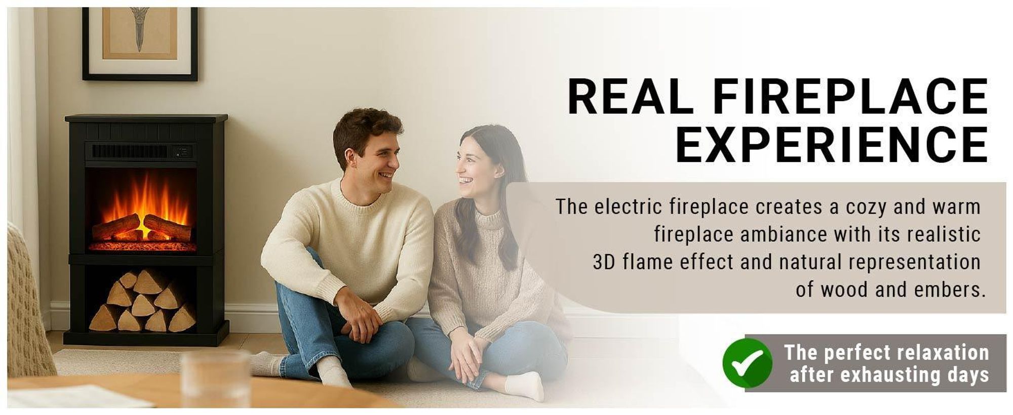 Elektrický krb BALDERIA Ember – výkon až 2000 W, černý