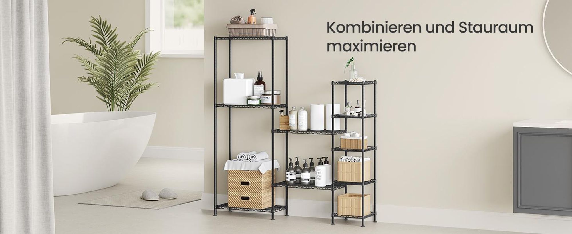 SONGMICS Standregal Metall, schmal, verstellbare Ablagen, Aufbewahrungsregal 5 Ebenen für Garage, 30 x 30 x 121 cm, schwarz