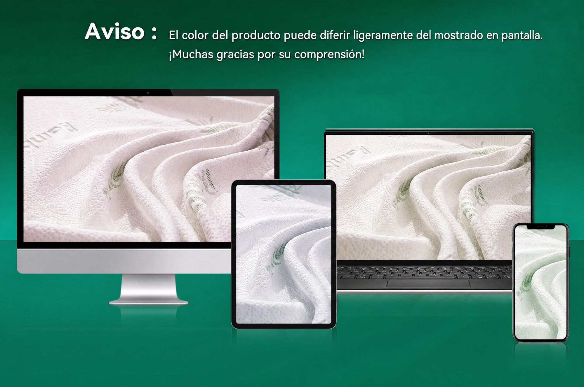 NicePlus, colchón de arriba de 2 en 1, 90x200x7 cm, espuma viscoelástica de 5 zonas + acolchado superior de bambú, con elásticos en las esquinas para adaptarse a todos los colchones, firmeza H2/H3, color verde