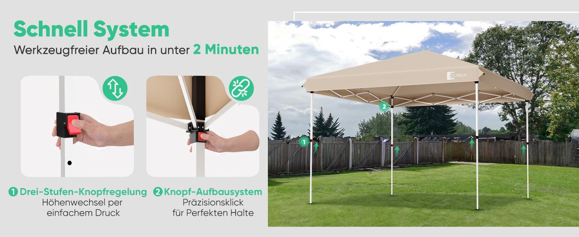Sunula Faltpavillon 3x3 Gartenpavillon mit 4 seitenteilen wasserdicht, Taupe
