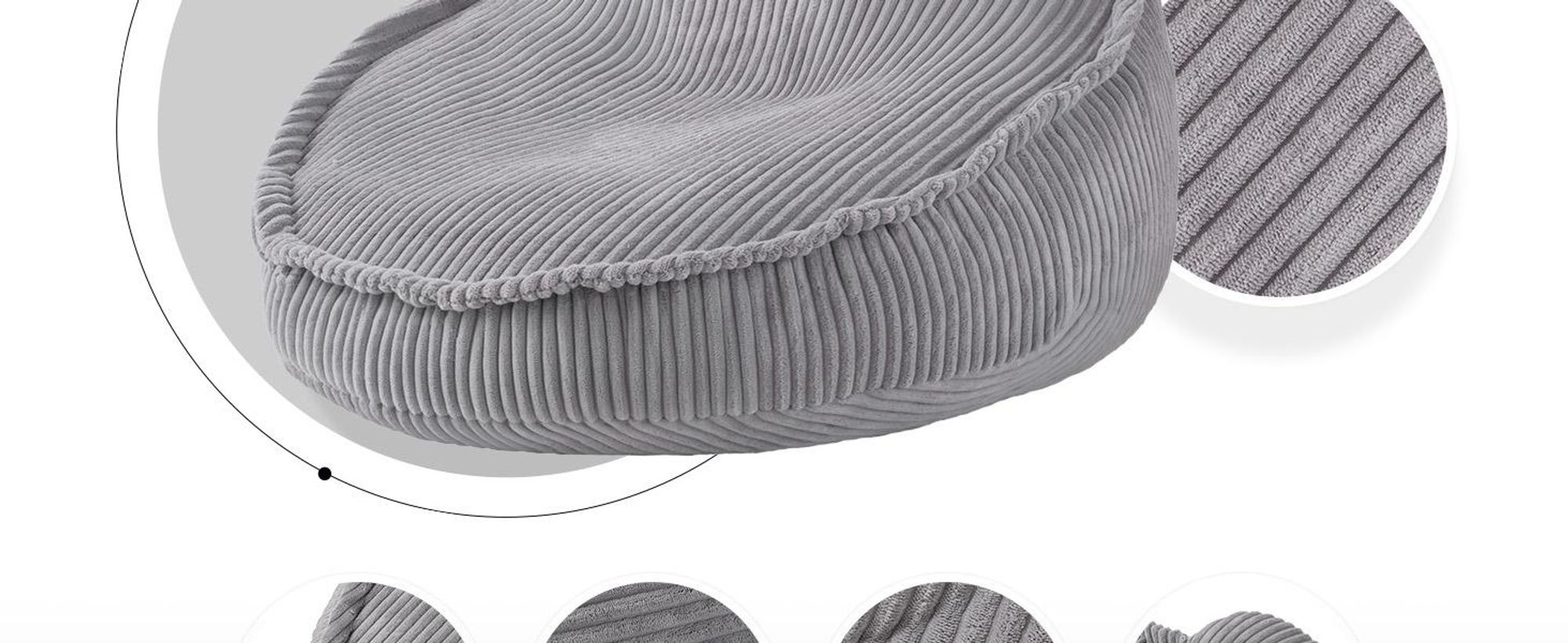 MISIOO Beanbag Kids - Umývateľný - - Pevná a mäkká konštrukcia - Materiál zo šnúry - 68x45 cm - Ideálny do detskej izby - Sivý
