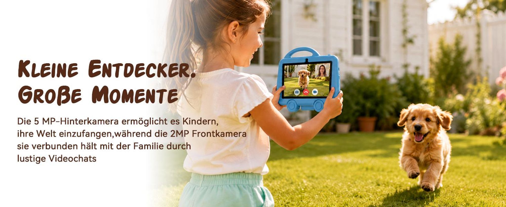 Tabwee K8 Kinder Tablet 7" , robuste Schutzhülle mit Griff und Ständer, Elternkontrolle, 4GB+32GB, Lern- & Spieltablet für Kinder von 3 bis 7 Jahren
