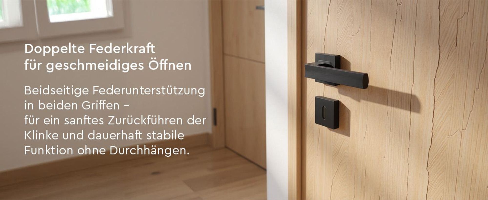 QRS - ERGO Türbeschlag, Türgriff für Zimmertüren - Schwarz mit Rosette Schlüssel - Türklinken Drückergarnitur Eckig für Innentüren 38-45 mm