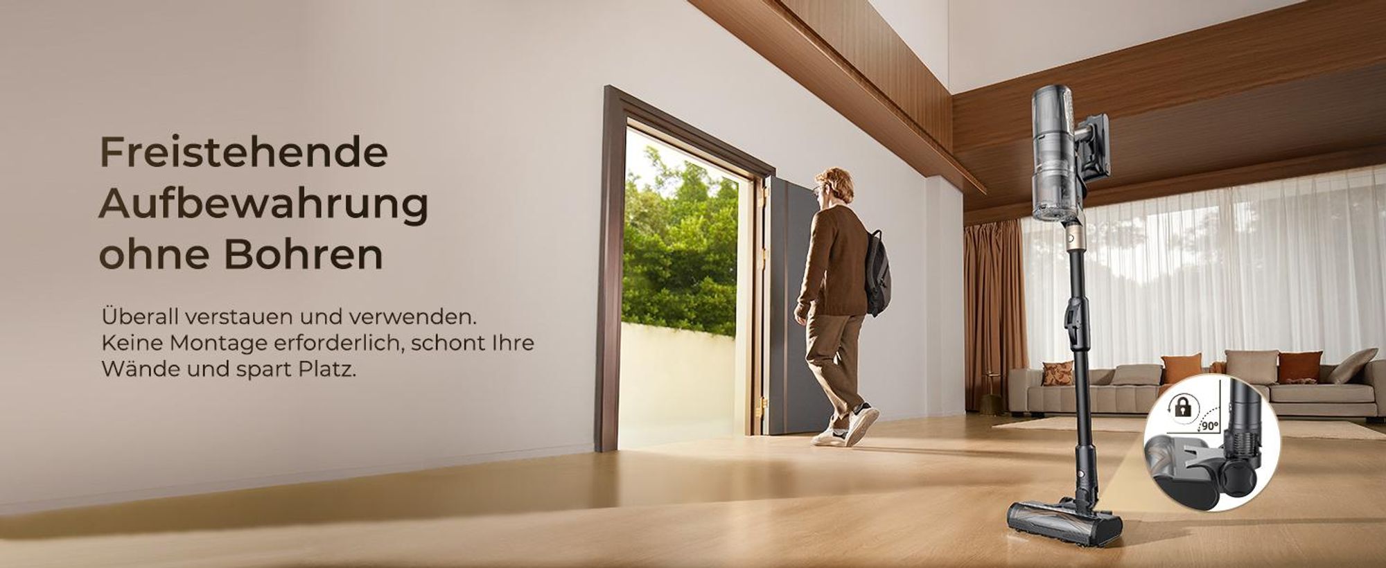 Proscenic P020 OnePass Akku Staubsauger Kabellos 680W/85KPA/70Min, Klappstange, zur Reinigung unter niedrigen Möbeln