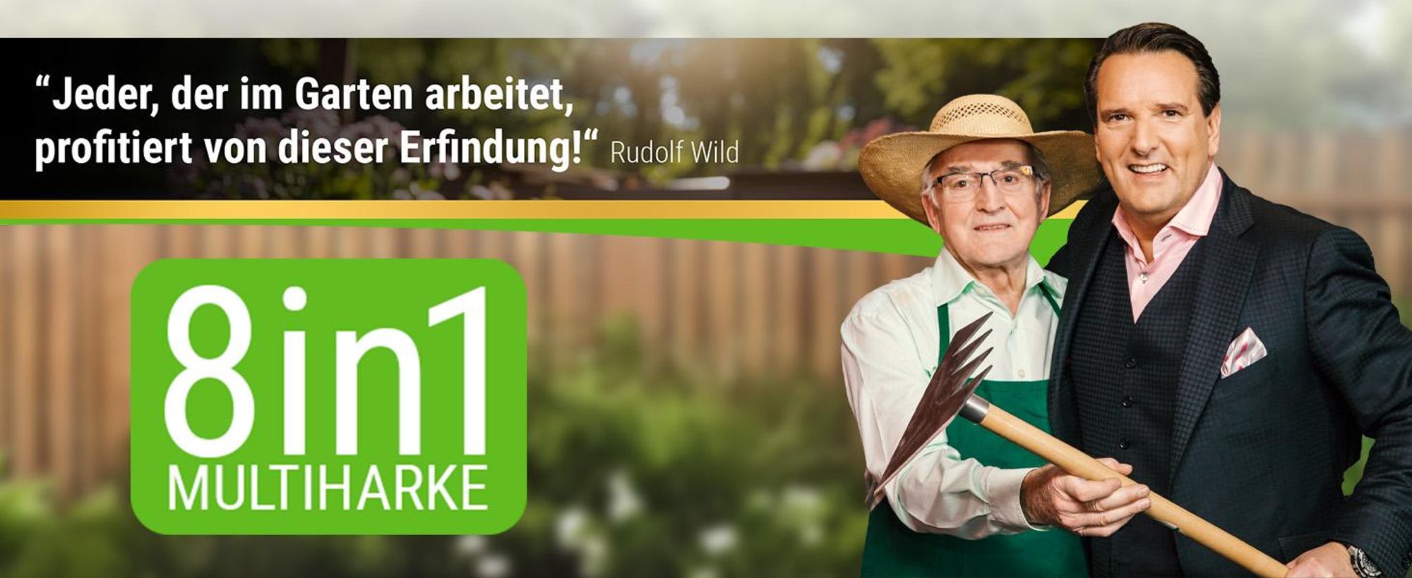 RUWI MULTIHARKE 8in1 | Garten Harke - ohne Stiel - Rückenschonend - Gemüse & Blumen Beet - Unkraut jäten - Boden lockern - Pflanzlöcher graben