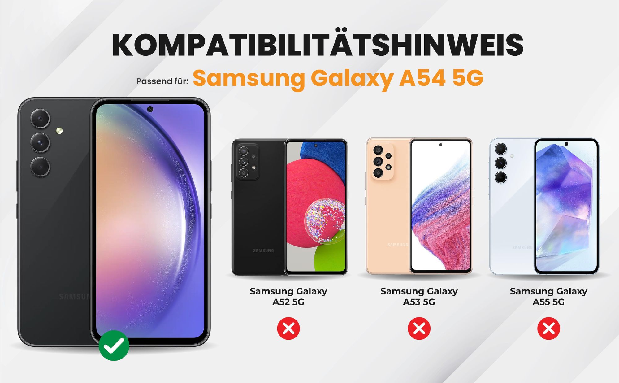 Kompatibilitätshinweise Hülle für Samsung Galaxy A54 5G