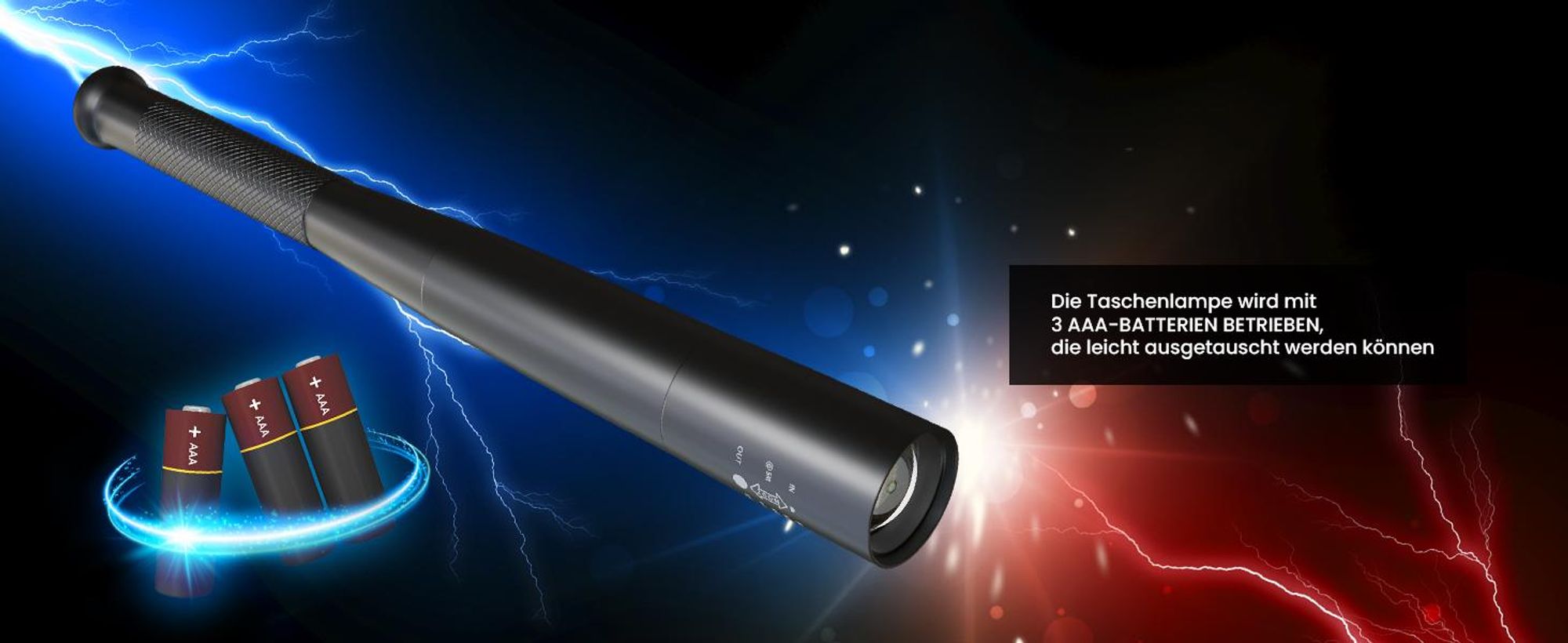 Extralink LED Taschenlampe 10 W 300 lm 5 Modi 3 × AA Aluminium Schwarz