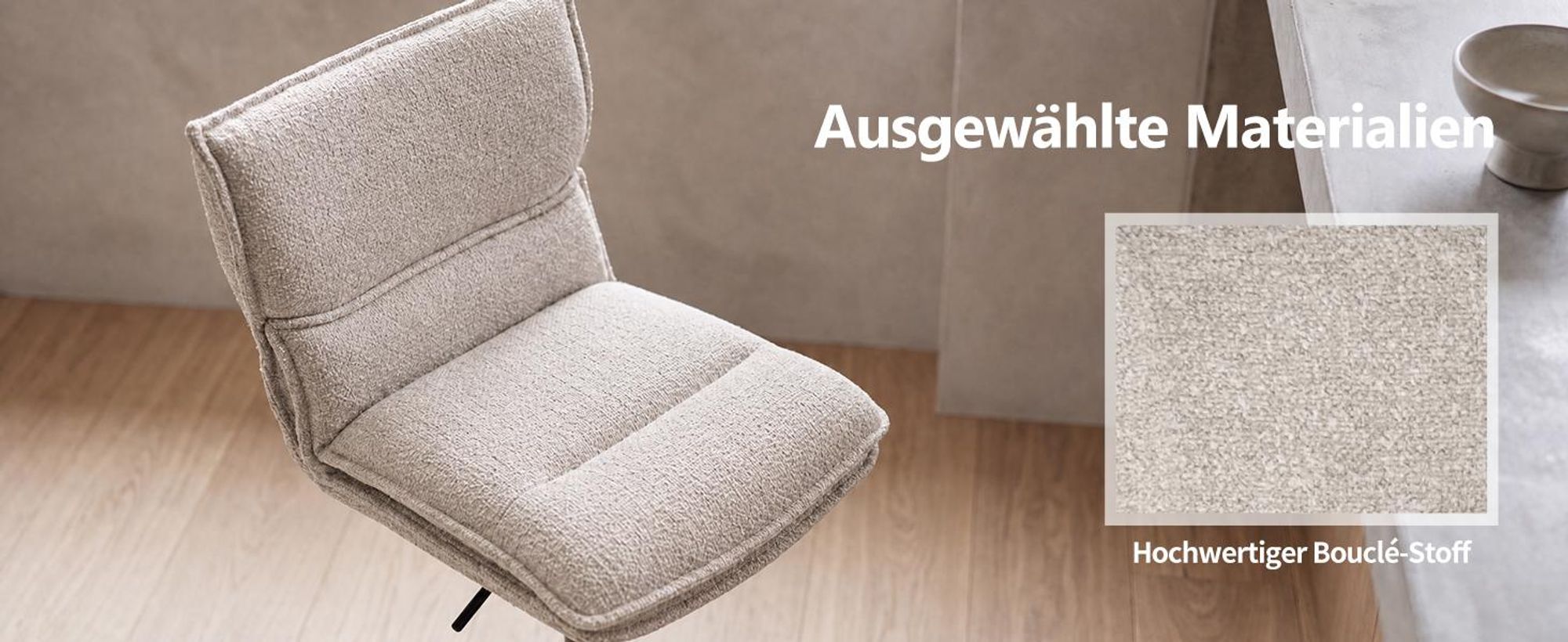 Duhome Barstuhl 2er Set Höhenverstellbar Barhocker Drehbar aus Bouclé Küchenhocker mit Fußstütze Polsterhocker für Bistro Bar Küche, Beige