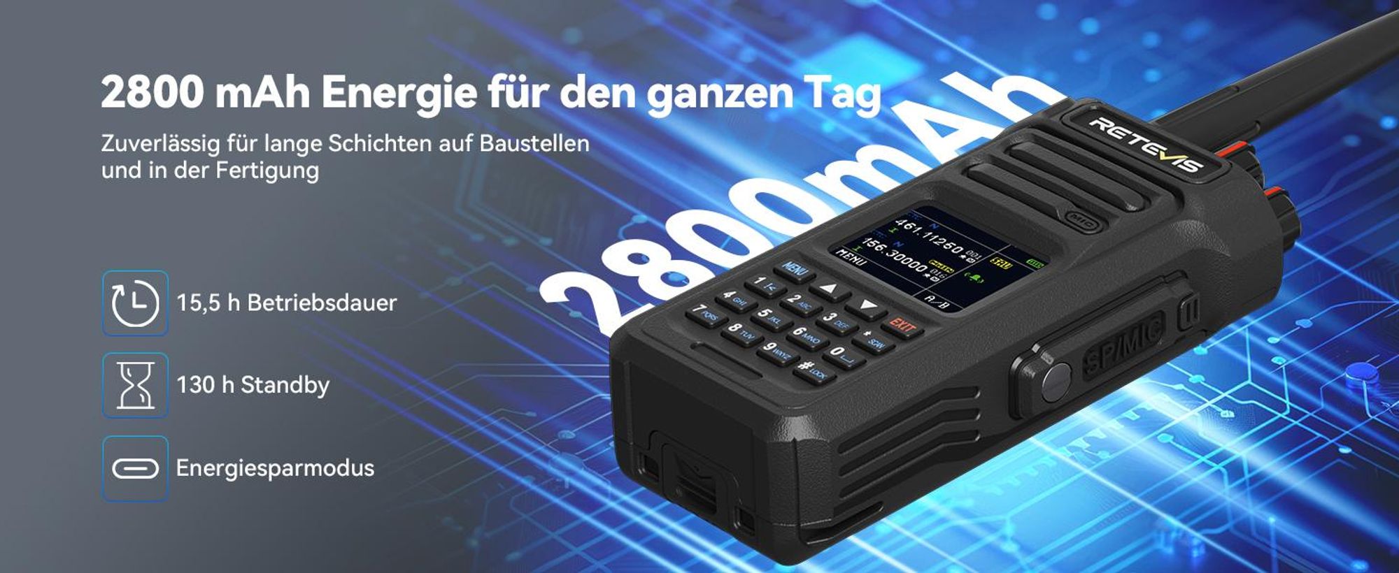 Retevis RT29S Walkie Talkies, Funkgeräte set, Professional, Großer Reichweite, IP67, LCD-Bildschirm, Rauschunterdrückung, für Logistik und Transport