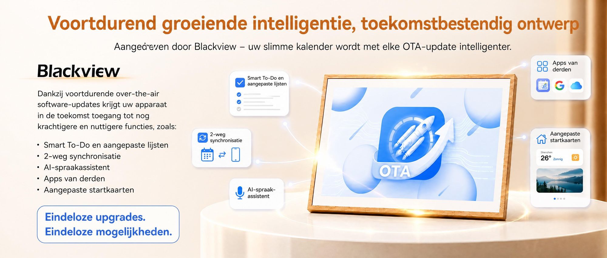 Blackview NEST 10, 10,1-inch digitale kalender en fotolijst met touchscreen, WIFI, 1280x800, 16:10, foto-deling, een uniek cadeau voor koppels