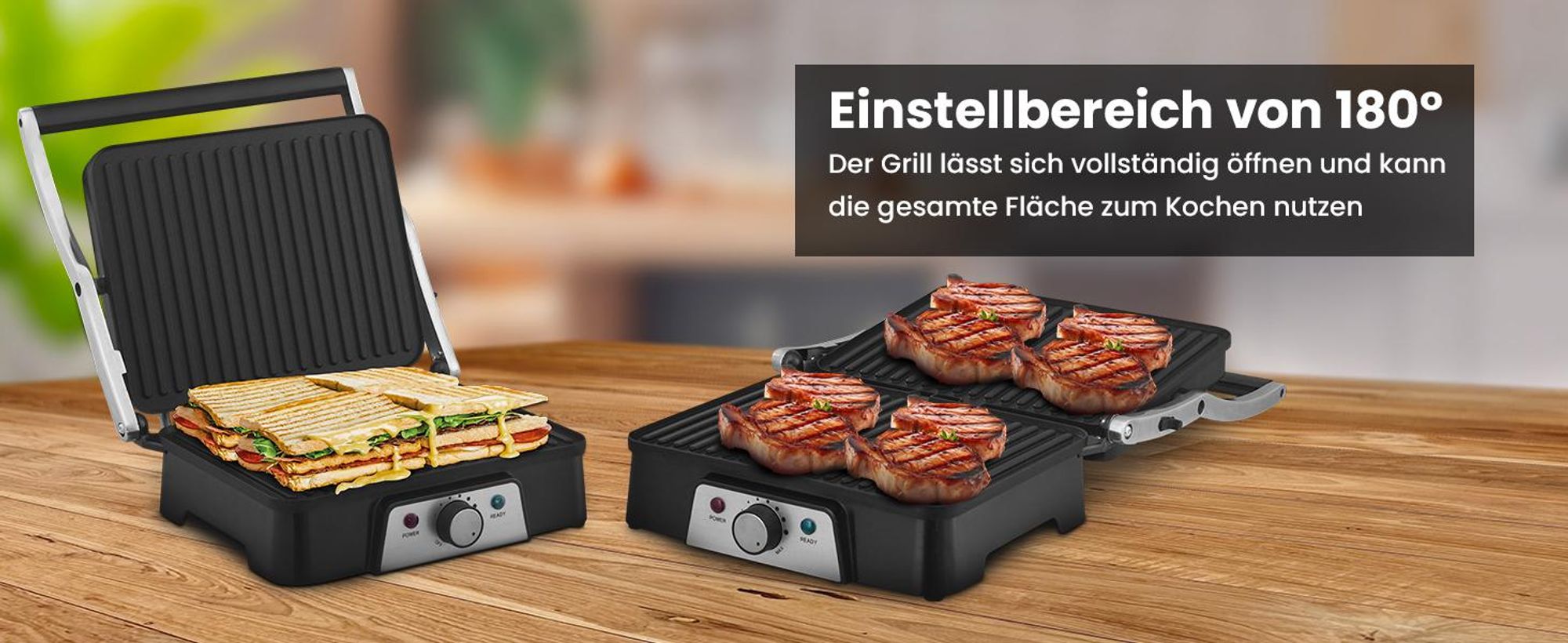 Extralink Elektrischer Grill Kontaktgrill Sandwichmaker 2000W Grillplatte Elektrogrill