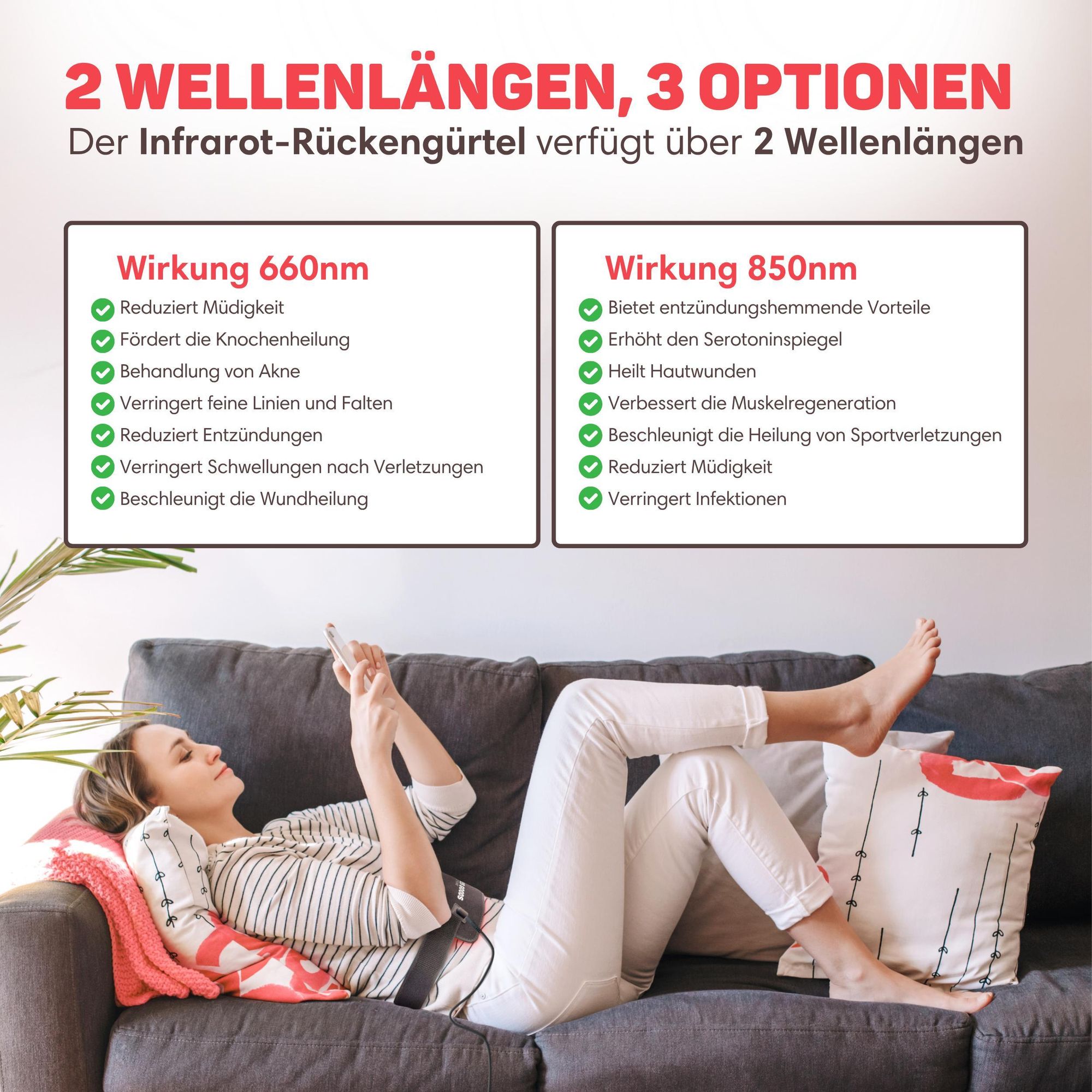 Vulpes Goods Infrarot Therapie Gürtel, Infrarottherapie, Wärmeband, Rücken, Schultern, Nacken, Beine, Rotlichttherapie (660 nm), Nahinfrarot (850 nm)