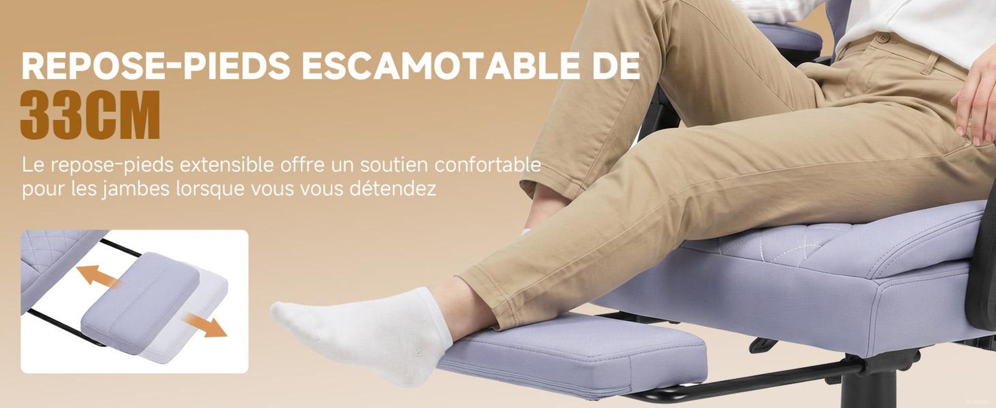 Chaise de gaming GTPLAYER, chaise de bureau ergonomique avec repose-pieds et support lombaire, fauteuil de bureau haut de gamme pour grandes personnes, chaise de bureau large et réglable en hauteur