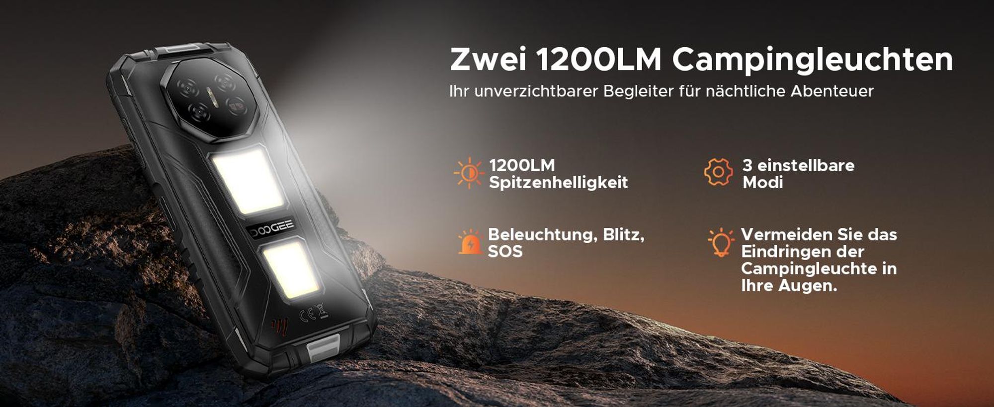 DOOGEE Fire 3 Max Outdoor Smartphone Handy, 4G, IP68/IP69K, 5,5" HD+, 48MP, 8350mAh, 18W, 32+256GB, NFC, Fingerabdruck, ohne Vertrag