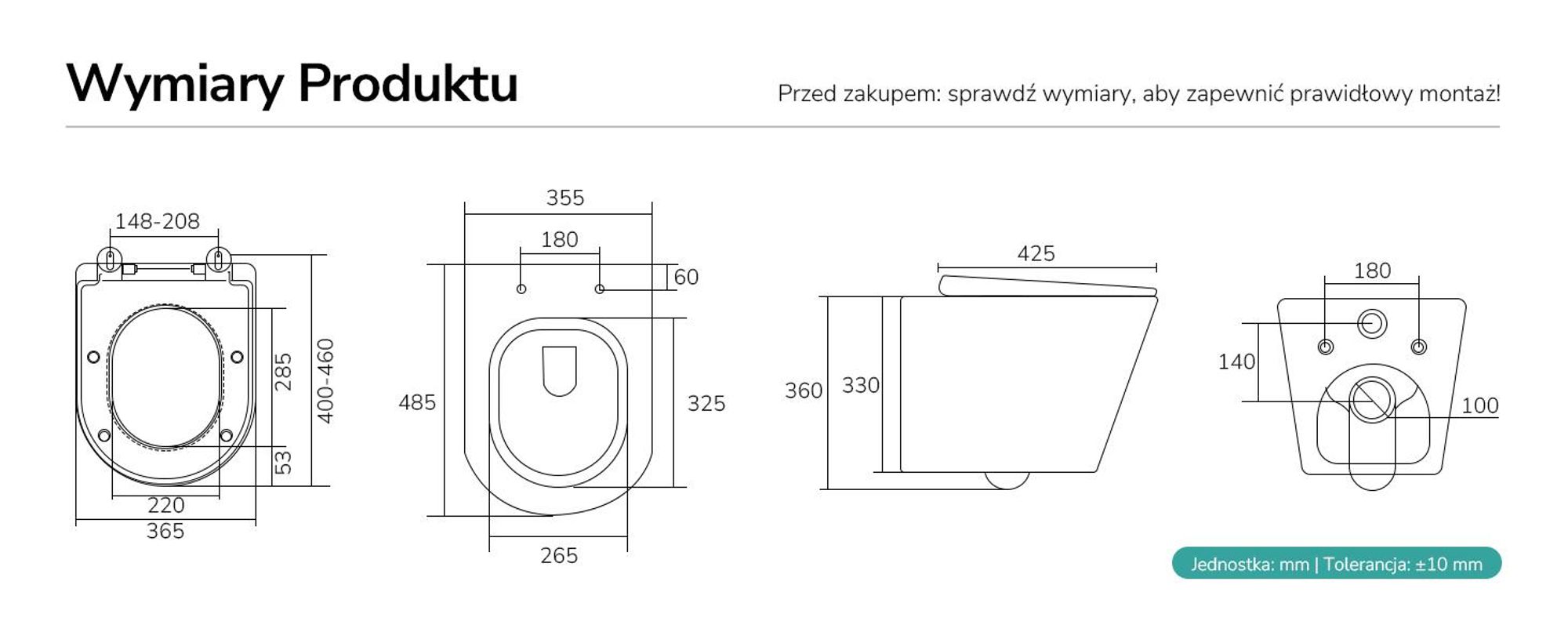 EMKE Miska WC wisząca ceramiczna, podwójny system spłukiwania, oszczędność wody, deska wolnoopadająca Soft-Close, biały połysk