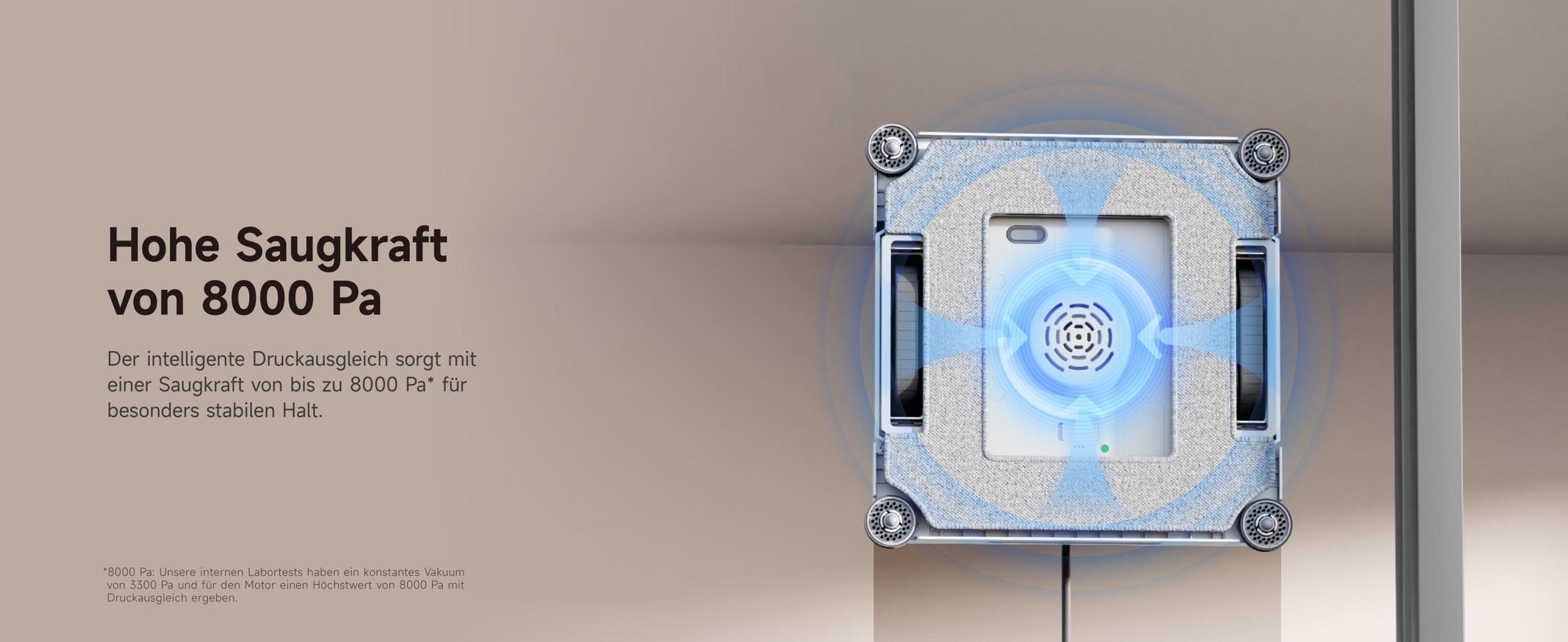 Dreame C1 Station S Kit Fensterputzroboter,Stabil und sicher,Nass-und Trockenreinigung,Dual-Spray,Intelligente Navigation,mobile Station,App,Creme