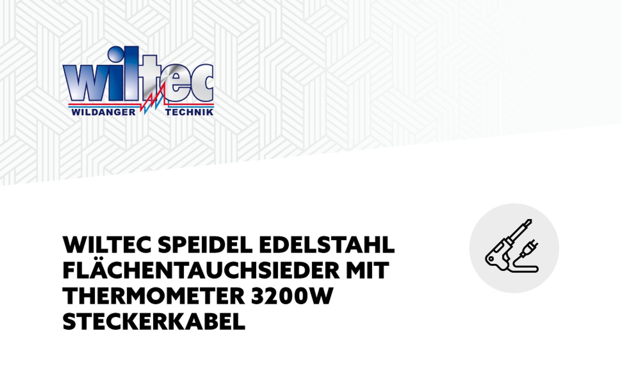 Wiltec Edelstahl Flächentauchsieder mit Thermometer, 3200 W, Tauchsieder mit Steckerkabel zur Heißsterilisation von Obstsäften