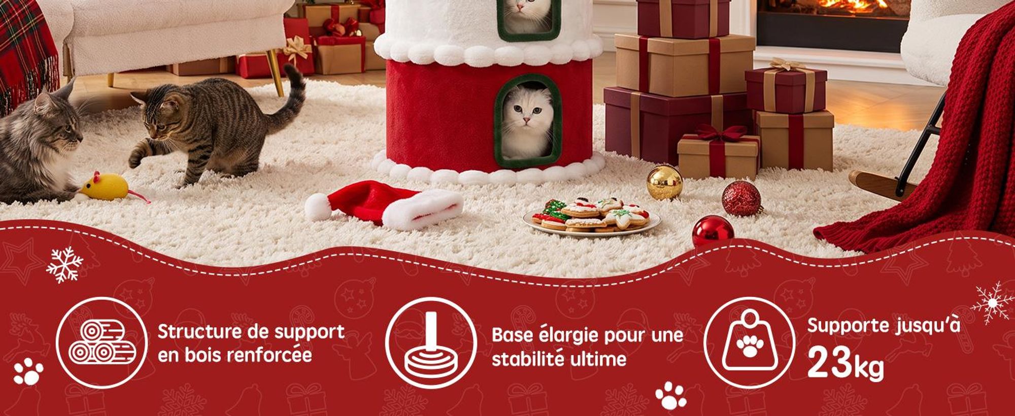 COMHOMA, griffoir à plusieurs étages pour chats, 150 cm. Griffoir avec cachette, grand lit confortable et maisonnette douillette pour chats. Arbre à grimper stable pour chats