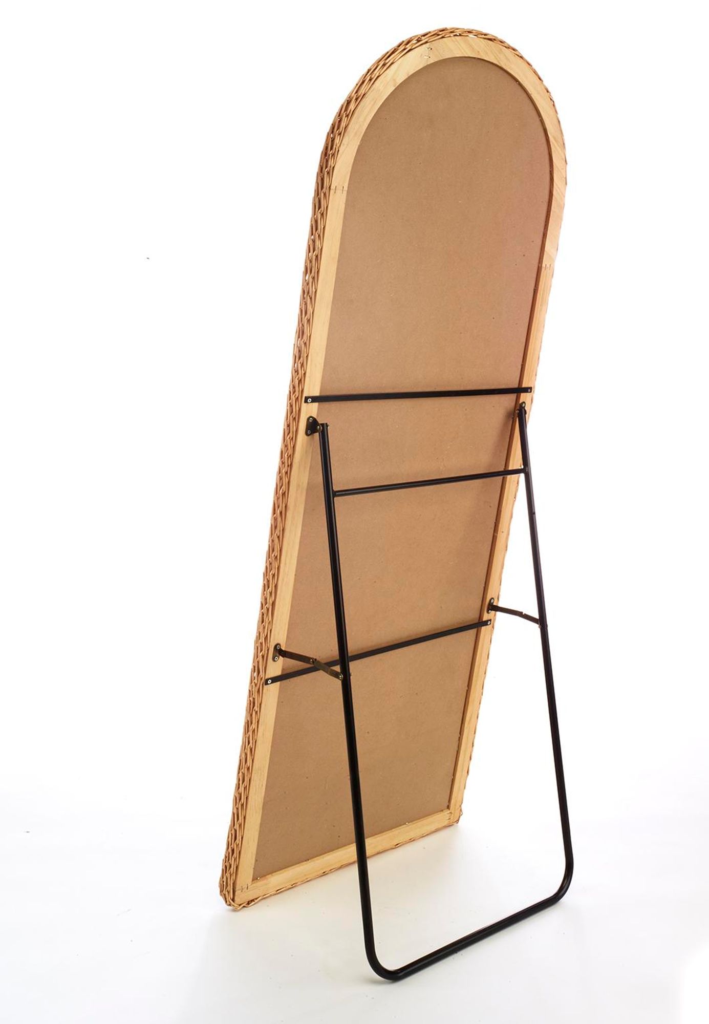 Kobolo Spiegel Standspiegel - LIAM - mit Rahmen aus geflochtene Weide - natur - Ganzkörperspiegel groß modern Wohnzimmer Ankleidezimmer Bodenstehend