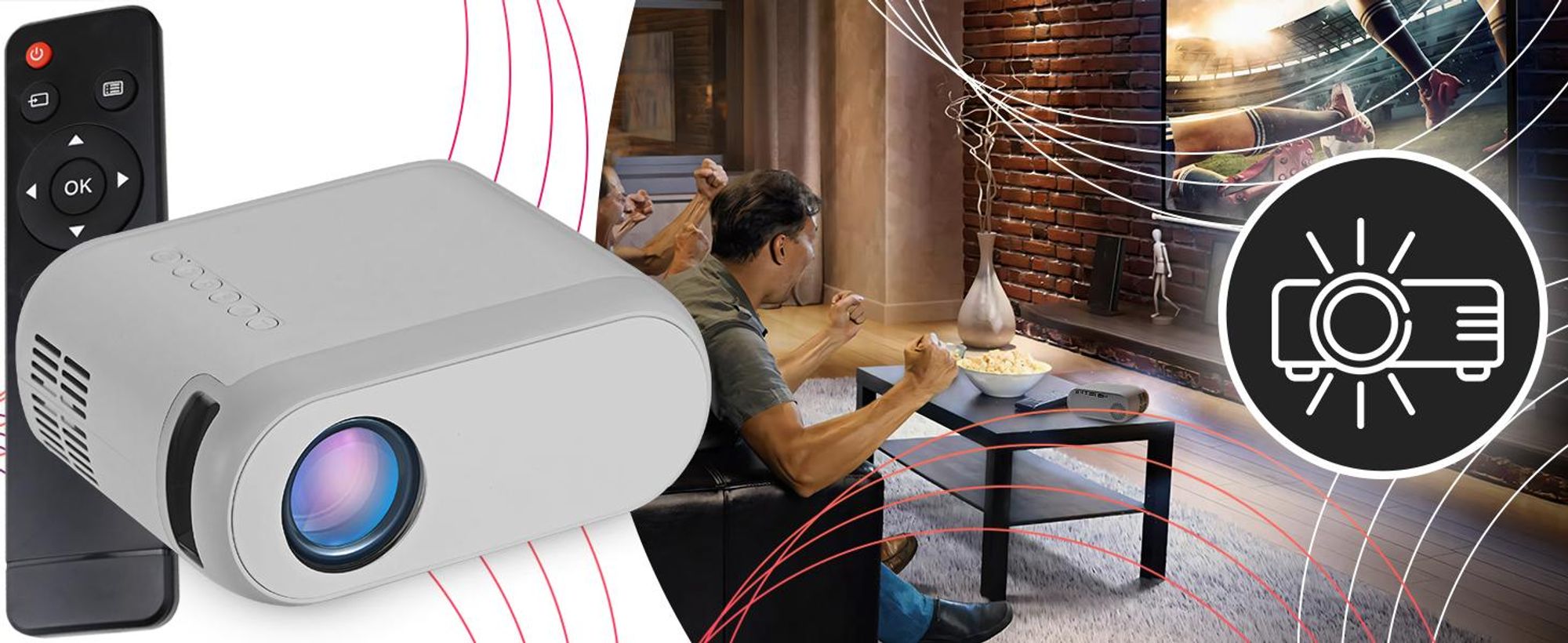 Mini Beamer | Projektor Tragbarer | Full HD, 1080P, WiFi kompatibel mit Android, Laptop, PC, Smartphone | Smart 3000 Lumen, 800:1 | Retoo