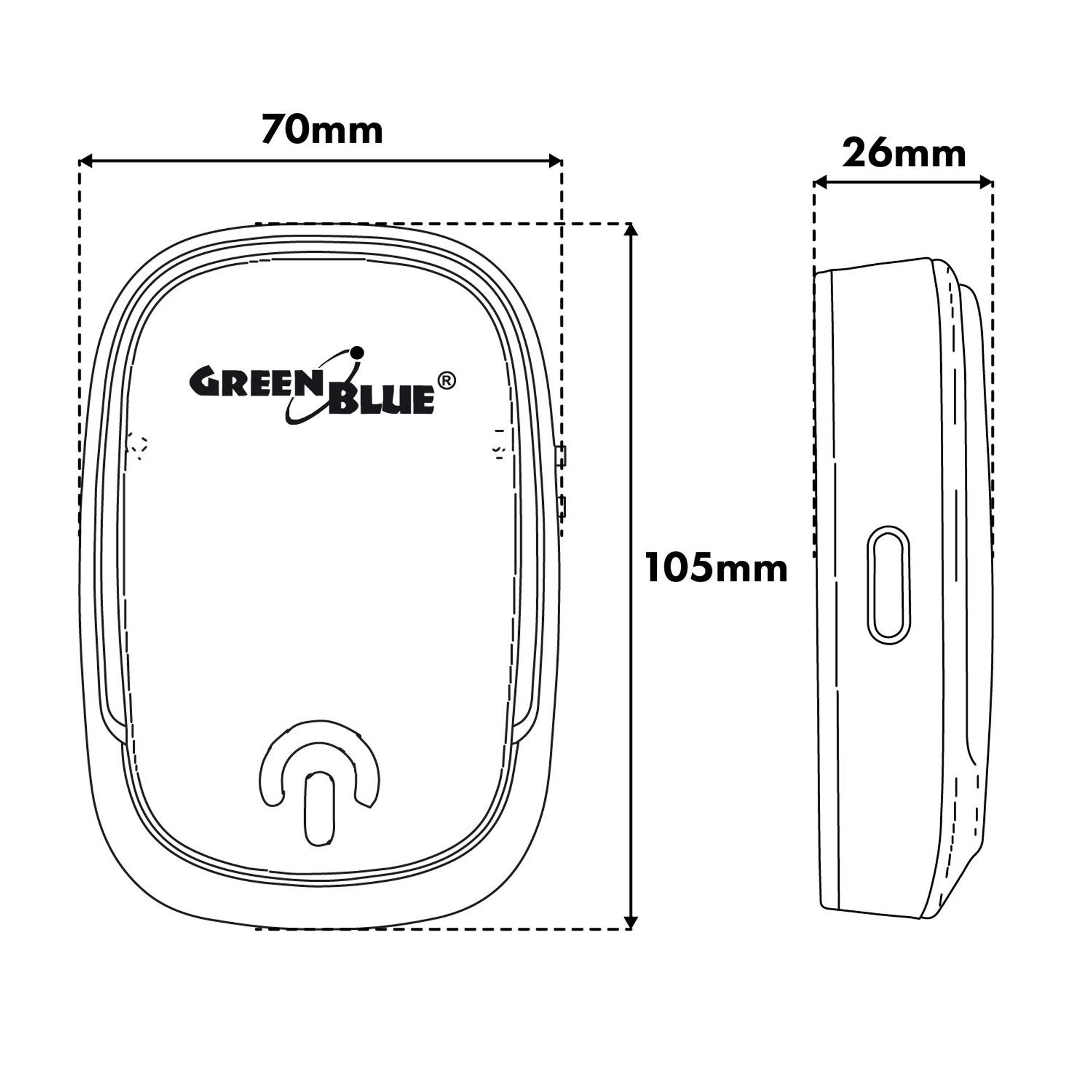 GreenBlue Funkklingel GB404 W, 38 Melodien, 90 dB, Reichweite 200 m, weiß