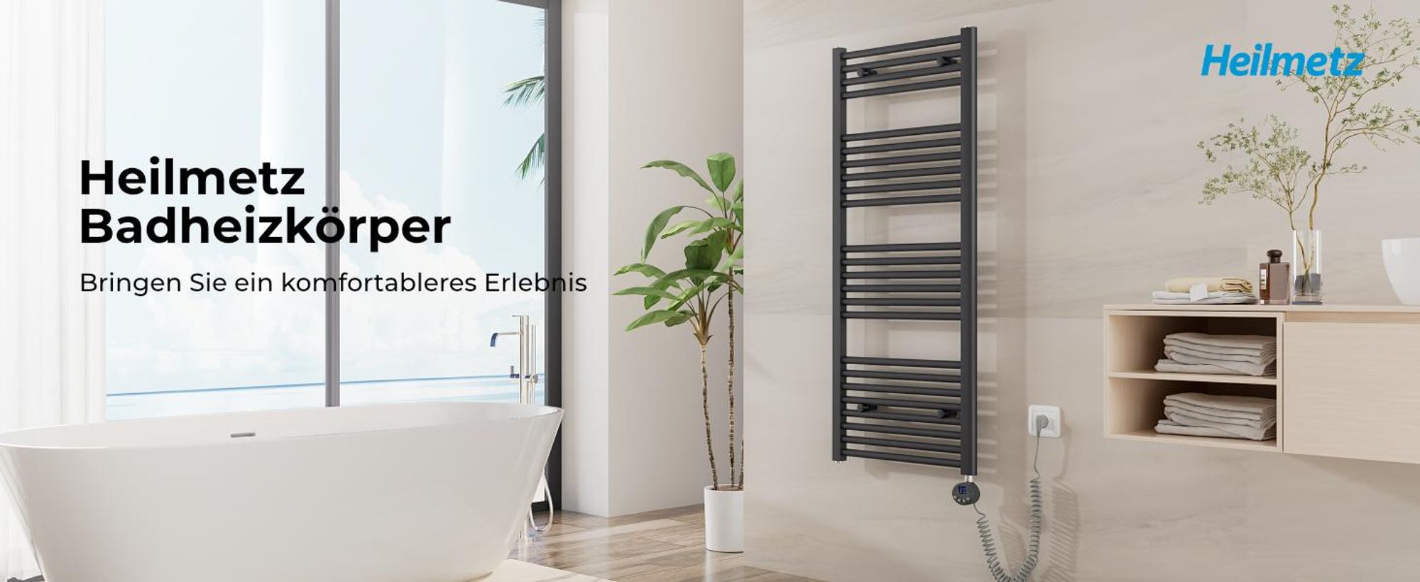 Heilmetz Heizkörper Elektrisches Badheizkörper Handtuchtrockner 120x50 cm Anthrazit Handtuchwärmer