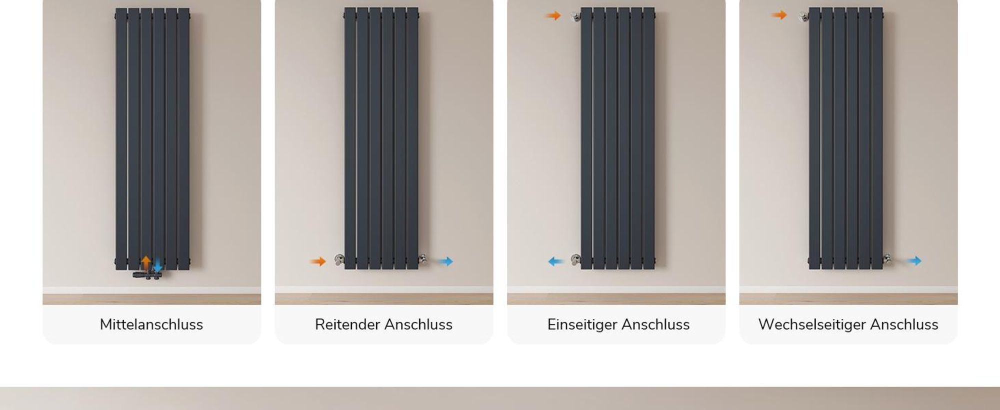 EMKE Heizkörper Flach 160 x 46 cm Einlagig 751 W Anthrazit Design Paneelheizkörper