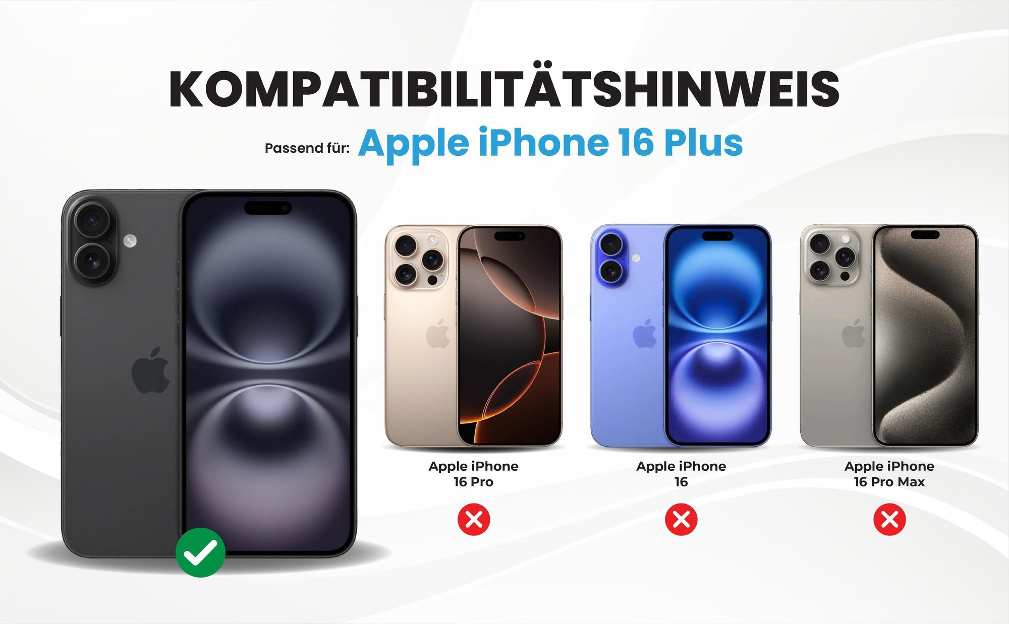 Kompatibilitätshinweise Hülle für Apple iPhone 16 Plus