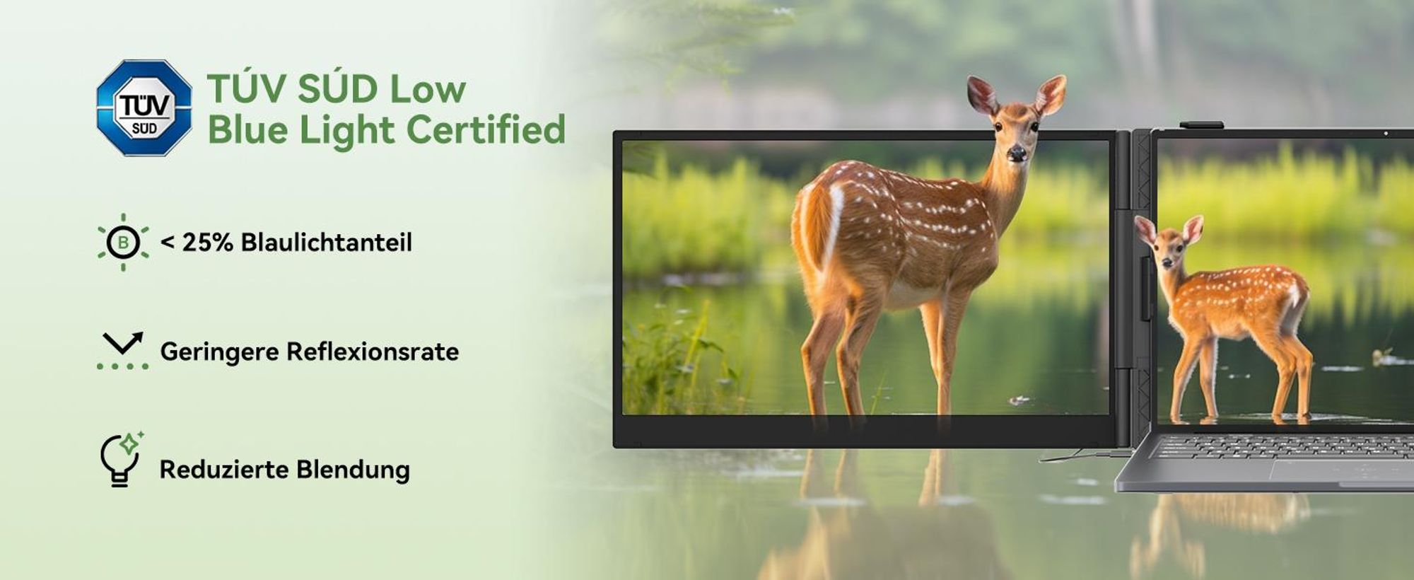 Blackview Tragbarer Monitor DCM8 15,6" Dual-Screen , 4,6mm dünn, 1,2kg, Plug&Play, 100W Reverse Charging, support Laptop/PC/Handy/Mac/Switch/PS5/Xbox